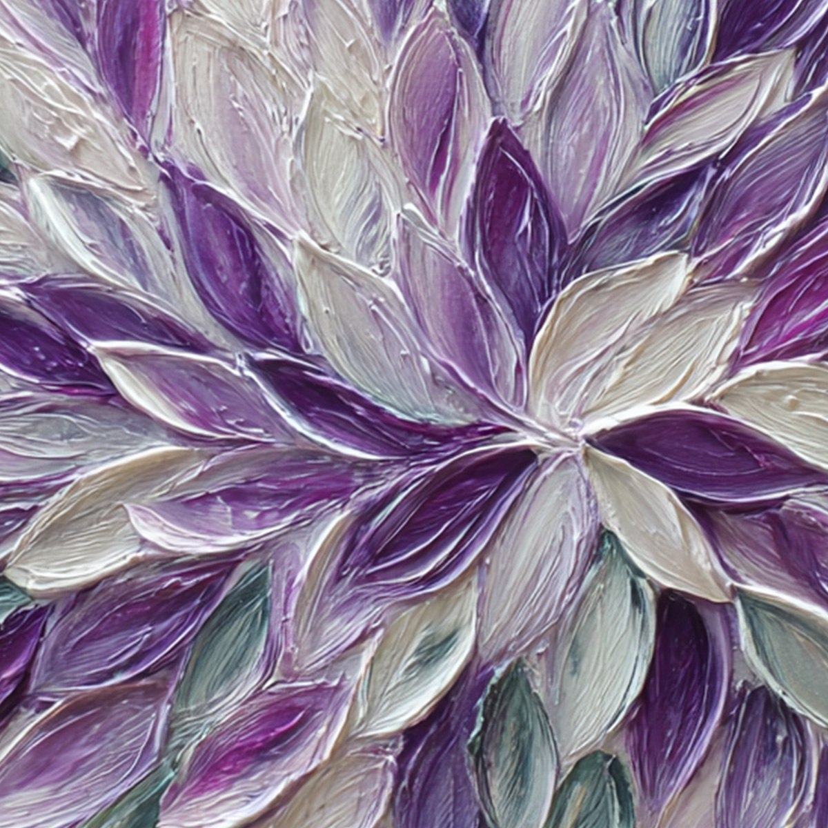 AMETHYST BLOOM: Textured Impasto Floral Oil Painting - Image 3