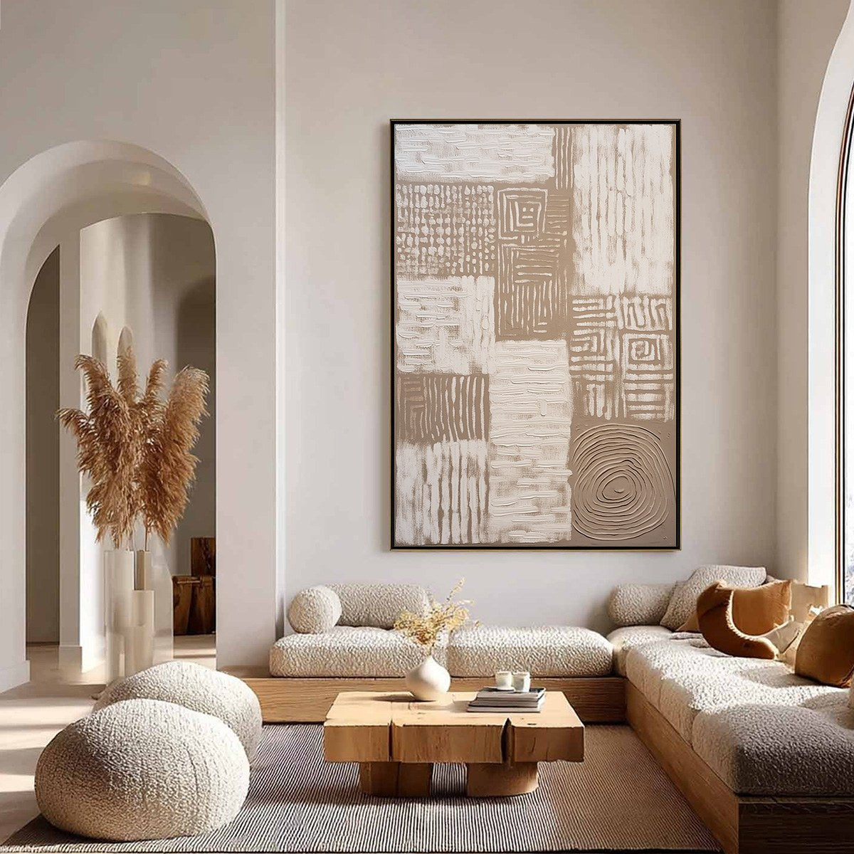 ANCIENT ECHOES: Textured Wabi Sabi Abstract Painting in Neutral Tones - Image 4