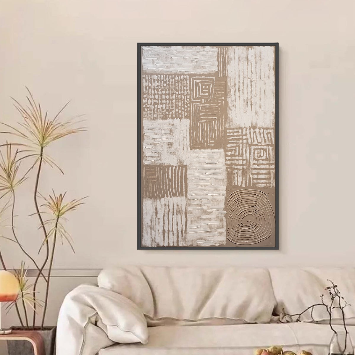 ANCIENT ECHOES: Textured Wabi Sabi Abstract Painting in Neutral Tones - Image 2