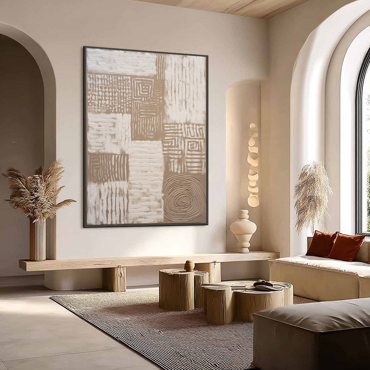 ANCIENT ECHOES: Textured Wabi Sabi Abstract Painting in Neutral Tones - Image 7