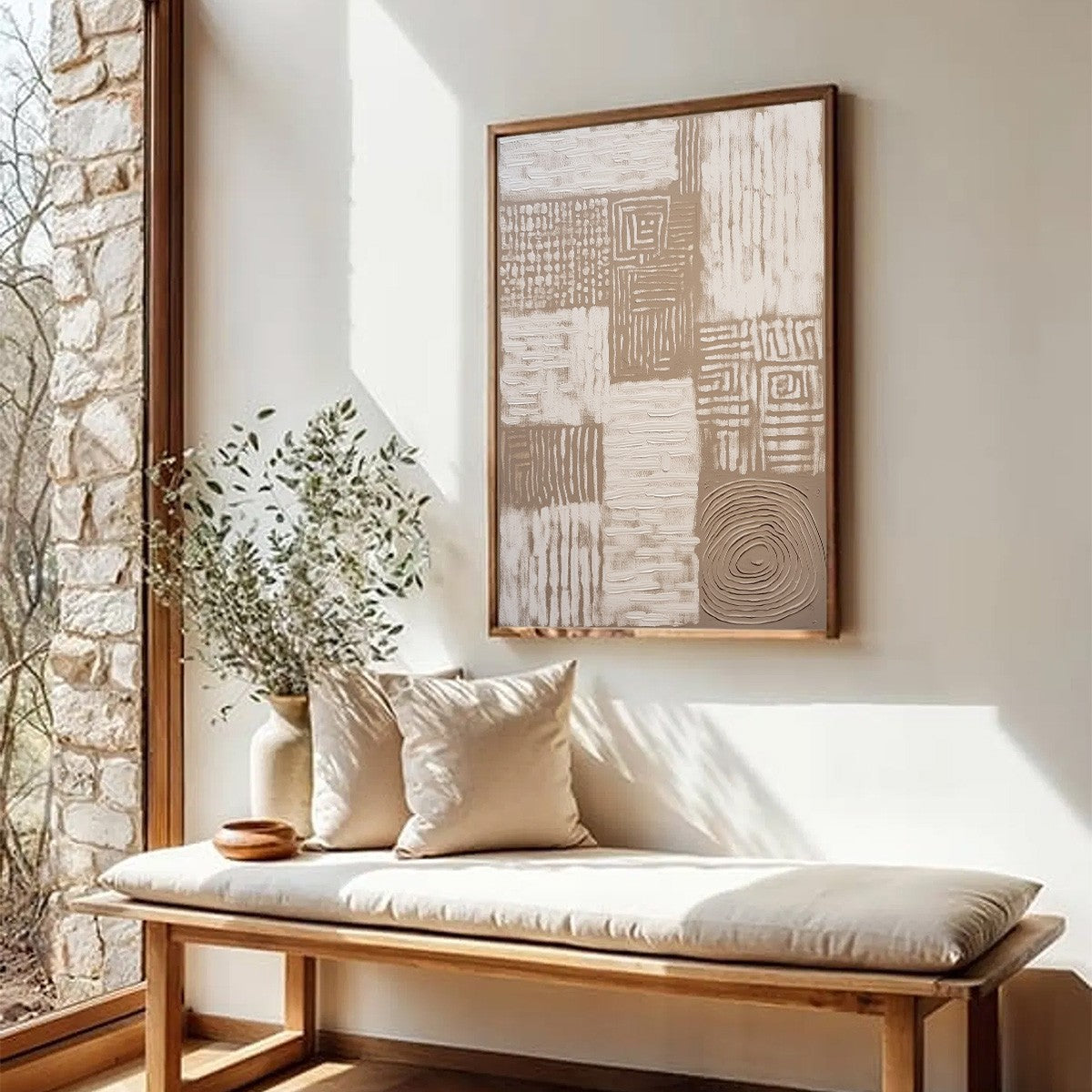 ANCIENT ECHOES: Textured Wabi Sabi Abstract Painting in Neutral Tones - Image 8
