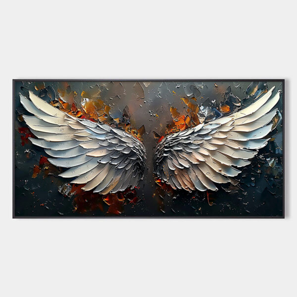 ANGELIC WINGS: Textured Symbolic Oil Painting