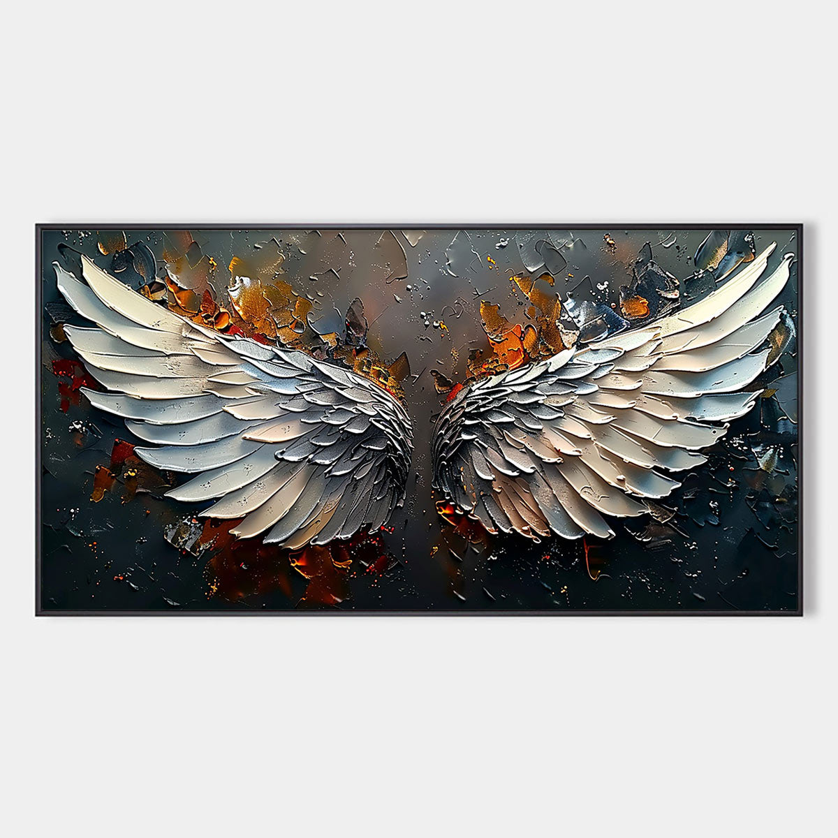 ANGELIC WINGS: Textured Symbolic Oil Painting