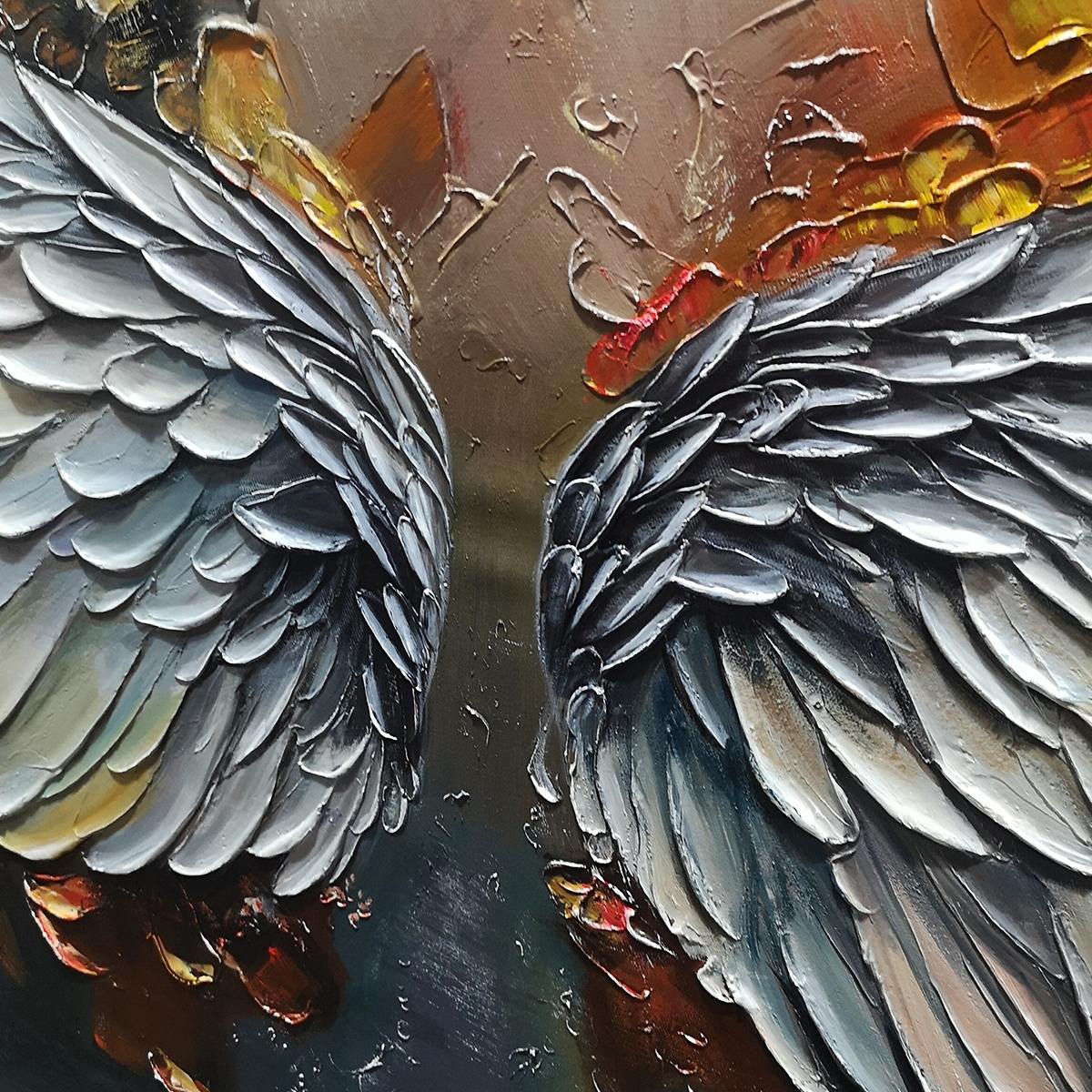 ANGELIC WINGS: Textured Symbolic Oil Painting - Image 3