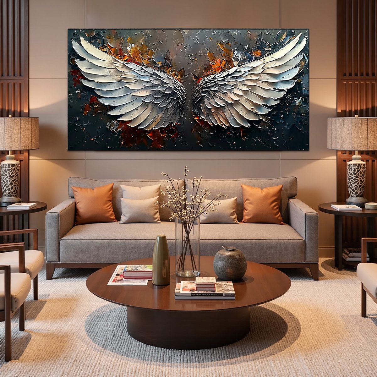 ANGELIC WINGS: Textured Symbolic Oil Painting - Image 5