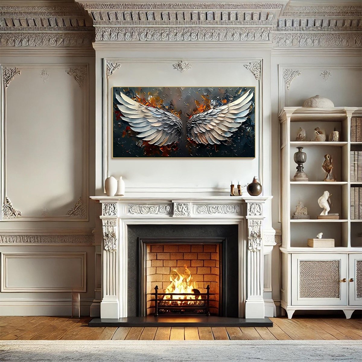ANGELIC WINGS: Textured Symbolic Oil Painting - Image 7