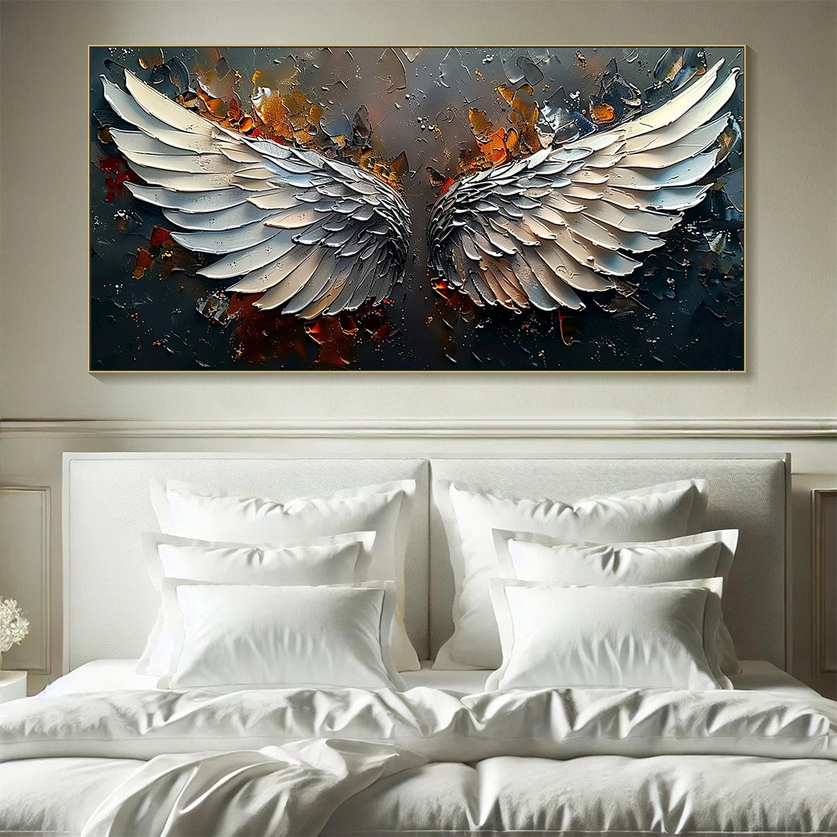 ANGELIC WINGS: Textured Symbolic Oil Painting - Image 2
