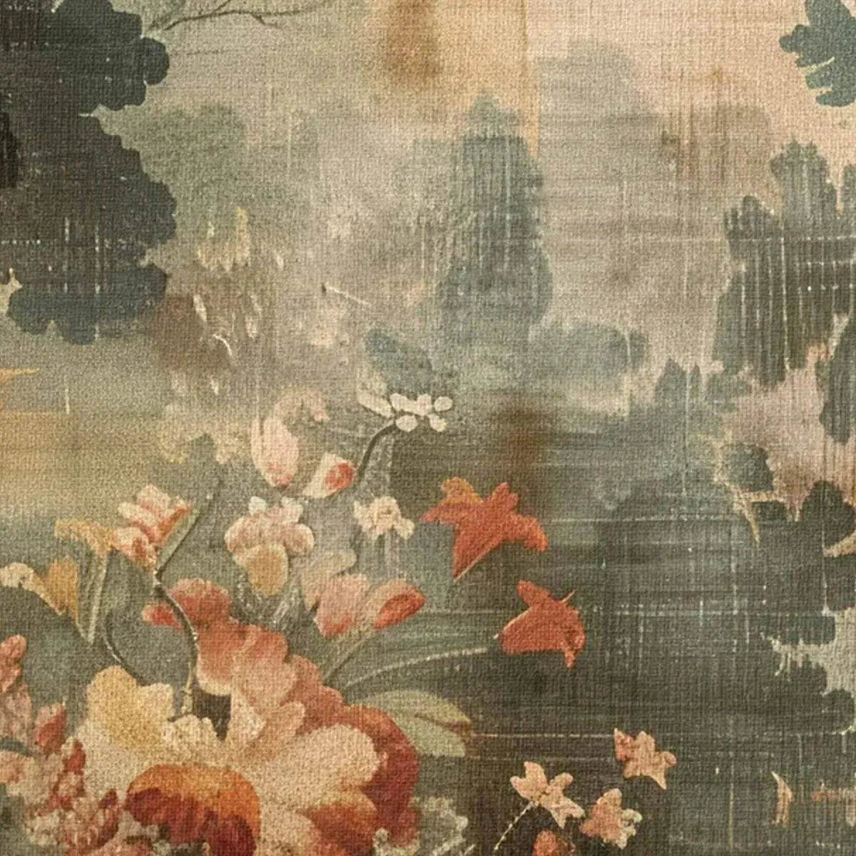 ANTIQUE FOREST TAPESTRY PANORAMIC: Forest Tapestry Painting, Panoramic Wall Art - Image 3