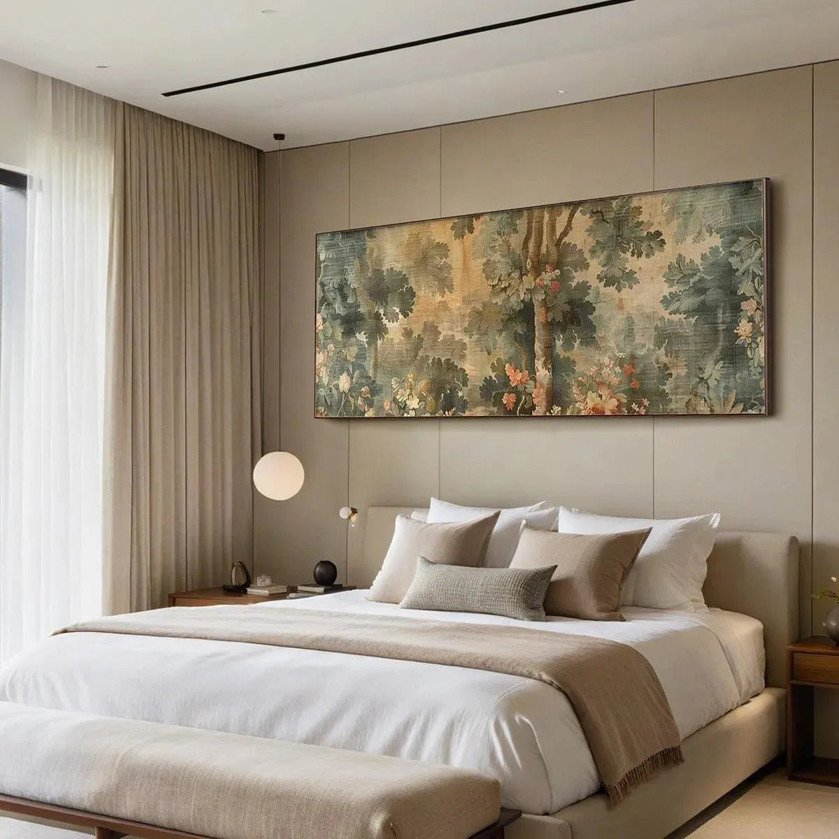 ANTIQUE FOREST TAPESTRY PANORAMIC: Forest Tapestry Painting, Panoramic Wall Art - Image 7