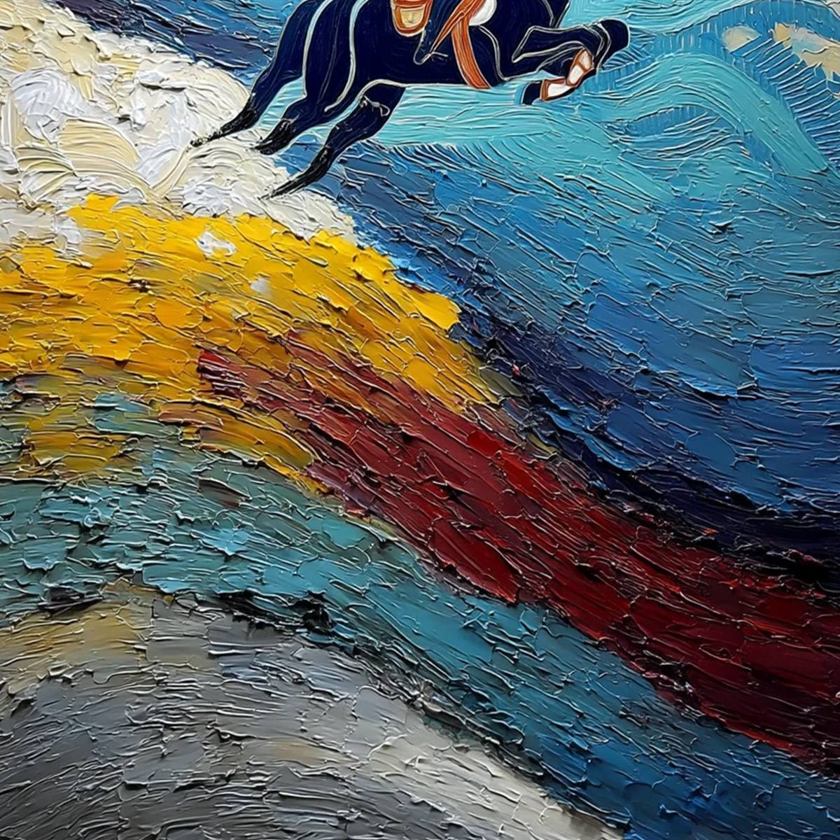 APEX JUMP: Dynamic Textured Equestrian Horse Jumping Painting - Image 5
