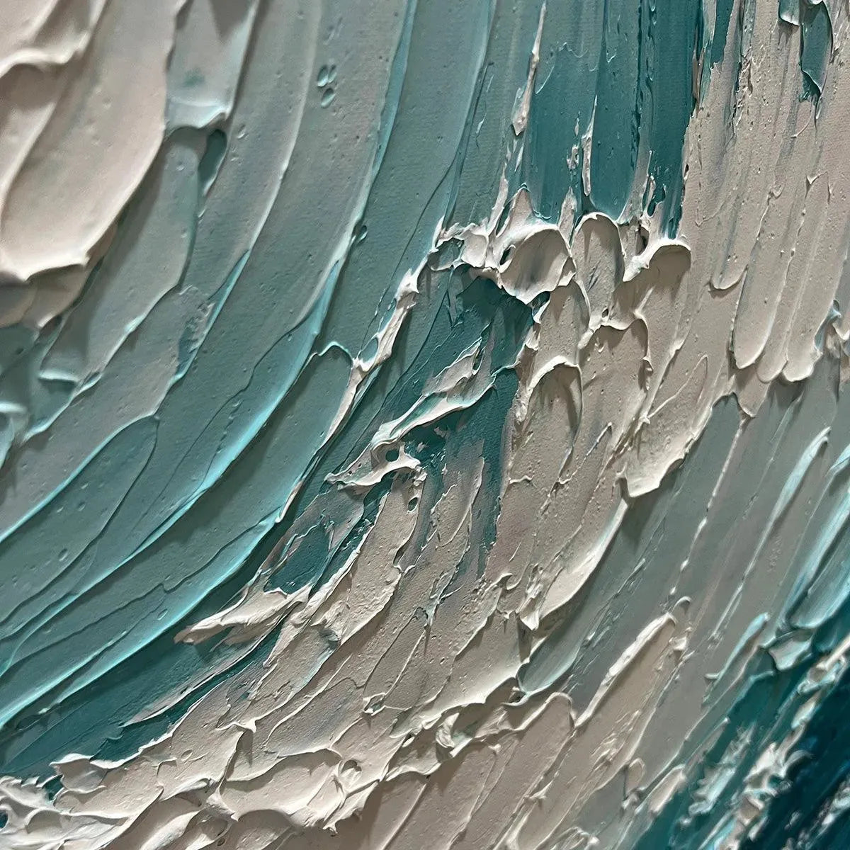 AQUAMARINE CREST: Textured Ocean Wave Painting, Vertical Canvas, Coastal Wall Art - Image 3