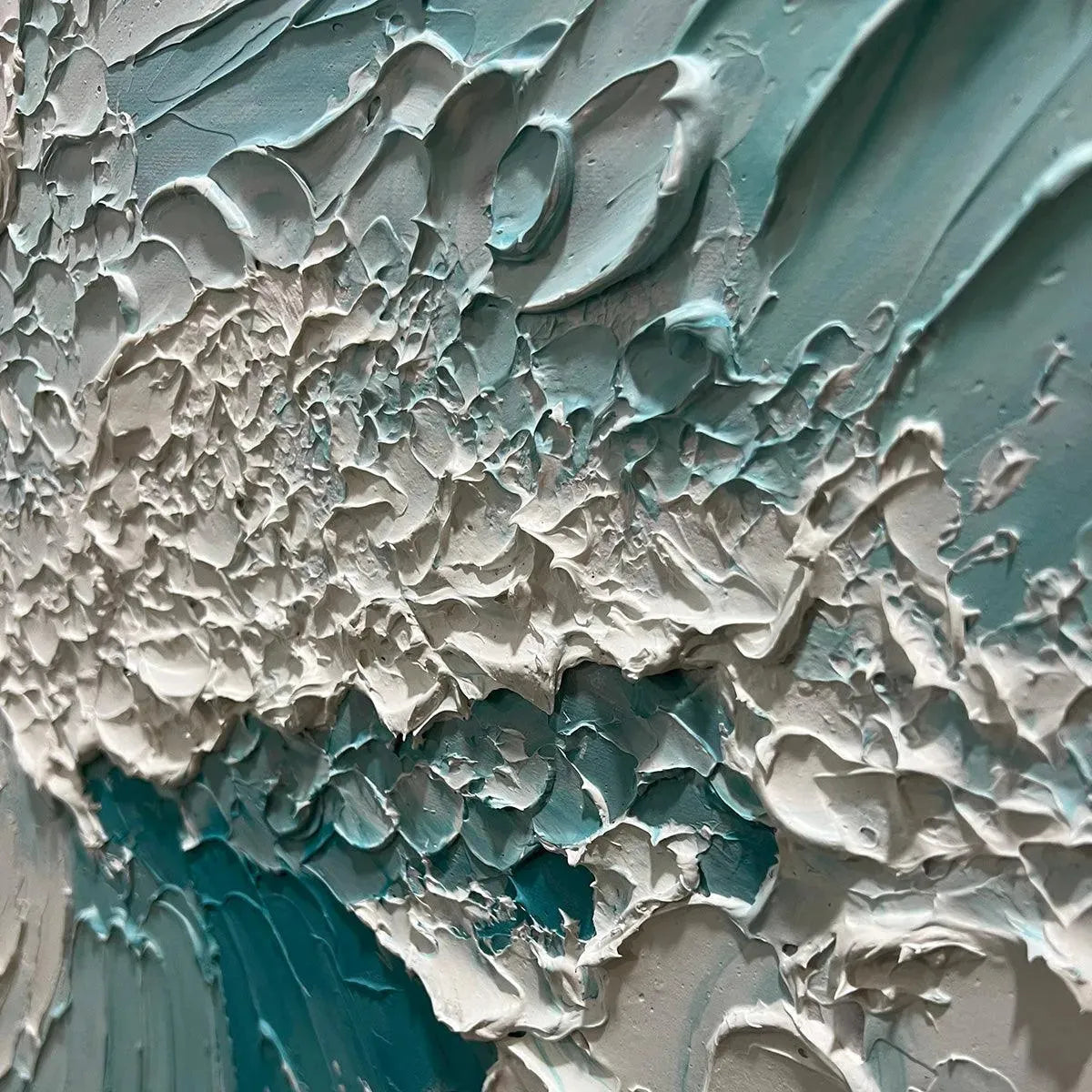 AQUAMARINE CREST: Textured Ocean Wave Painting, Vertical Canvas, Coastal Wall Art - Image 4