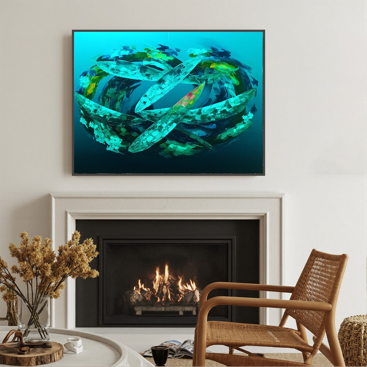 AQUAMARINE DREAM: Textured Abstract Oil Painting in Blues & Greens - Image 6