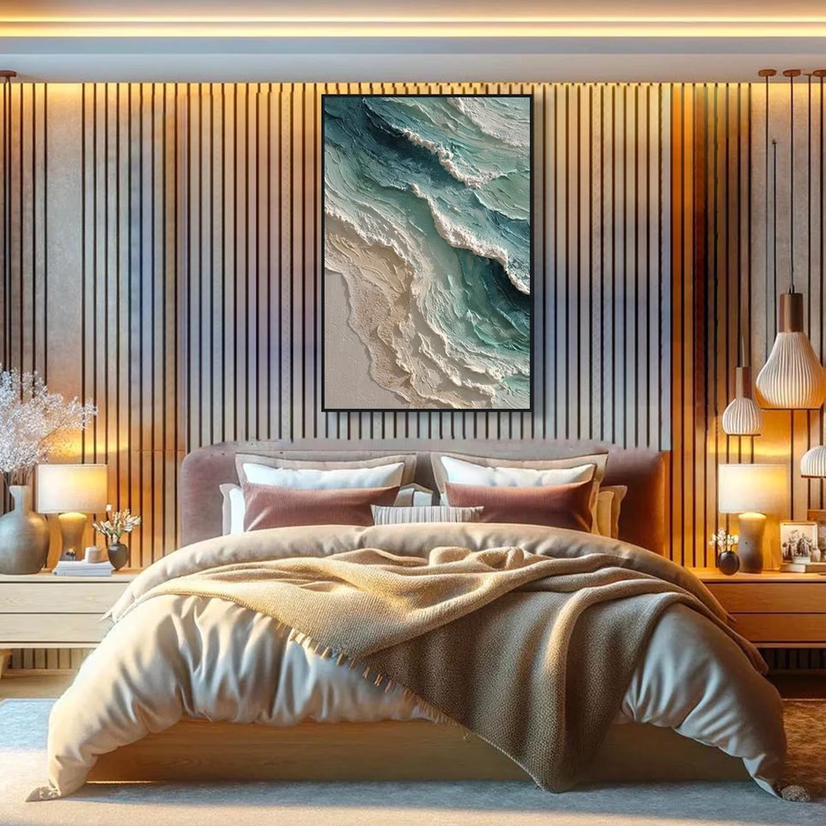 AQUAMARINE RUSH: Textured Impasto Ocean Wave Painting - Image 7