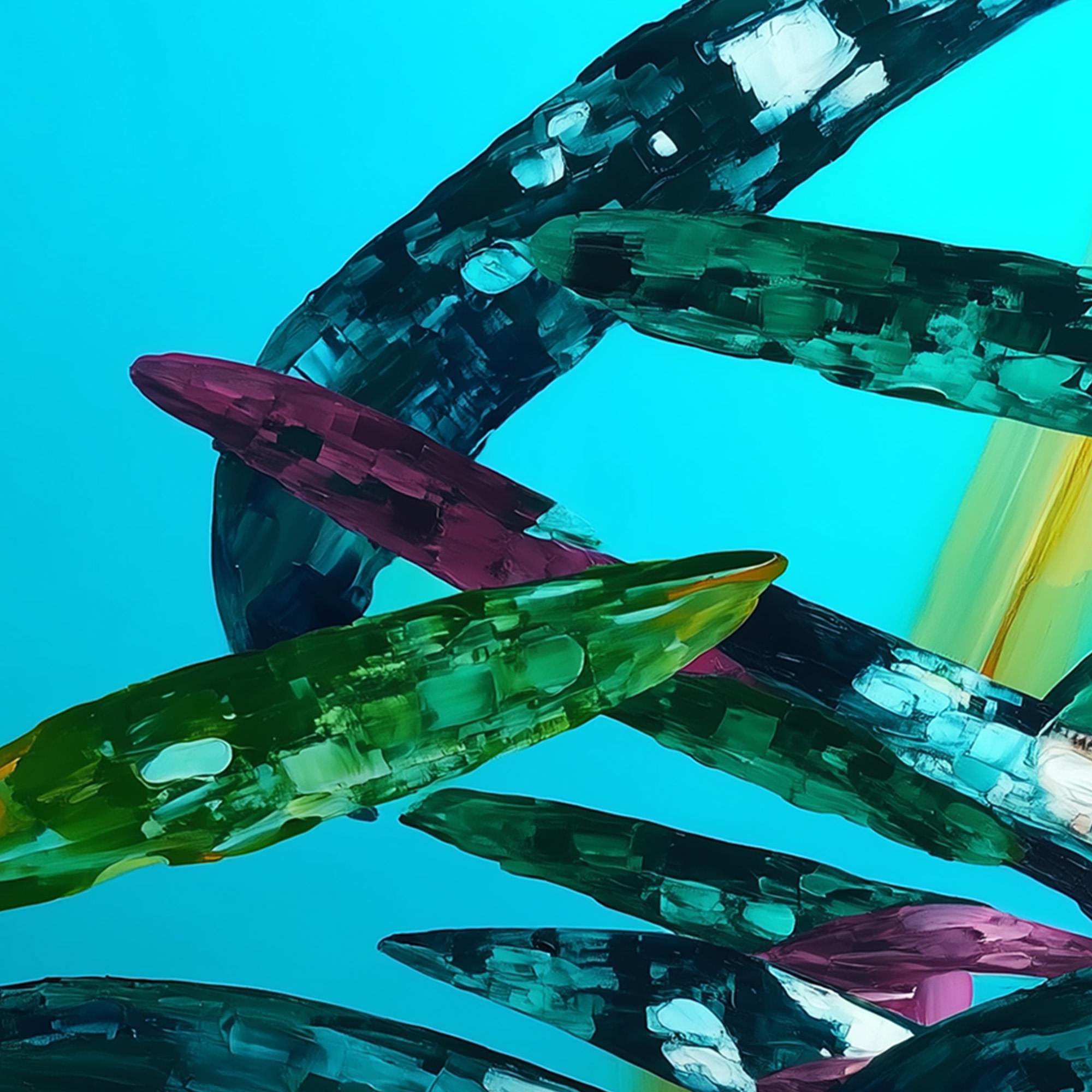 AQUAMARINE WHIRL: Textured Abstract Oil Painting in Turquoise - Image 4