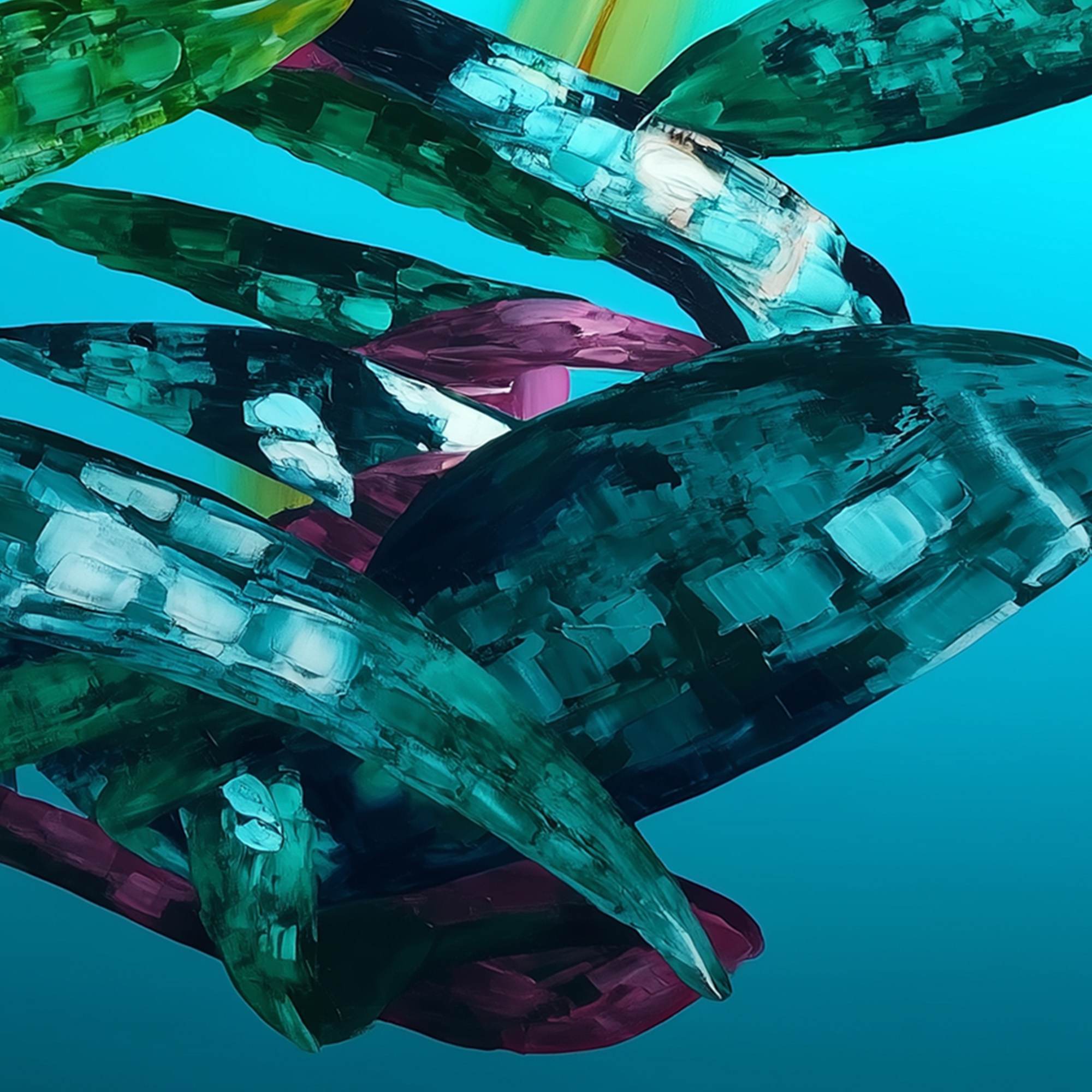 AQUAMARINE WHIRL: Textured Abstract Oil Painting in Turquoise - Image 7