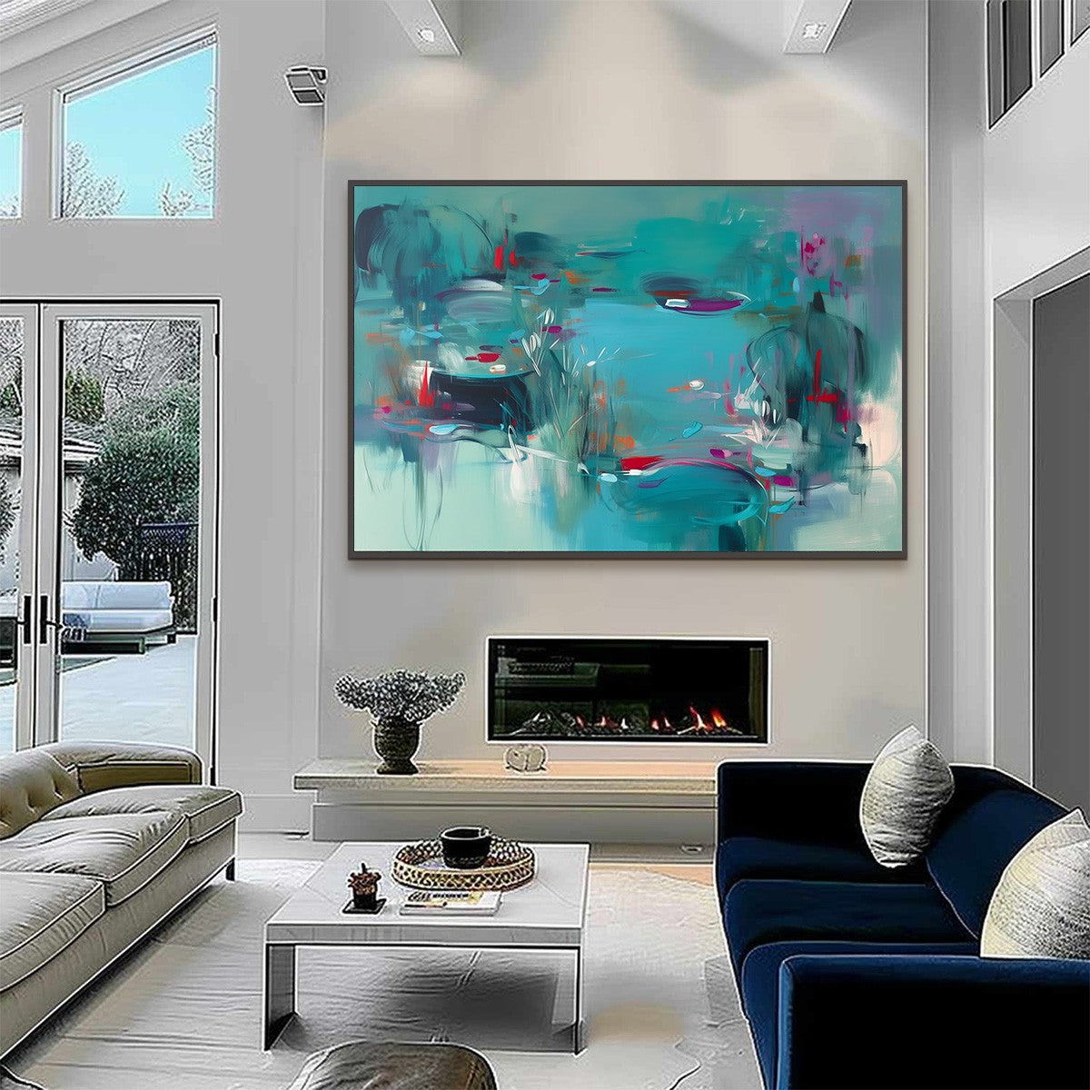 AQUATIC REVERIE: Vibrant Abstract Water Lily Pond Painting - Image 6