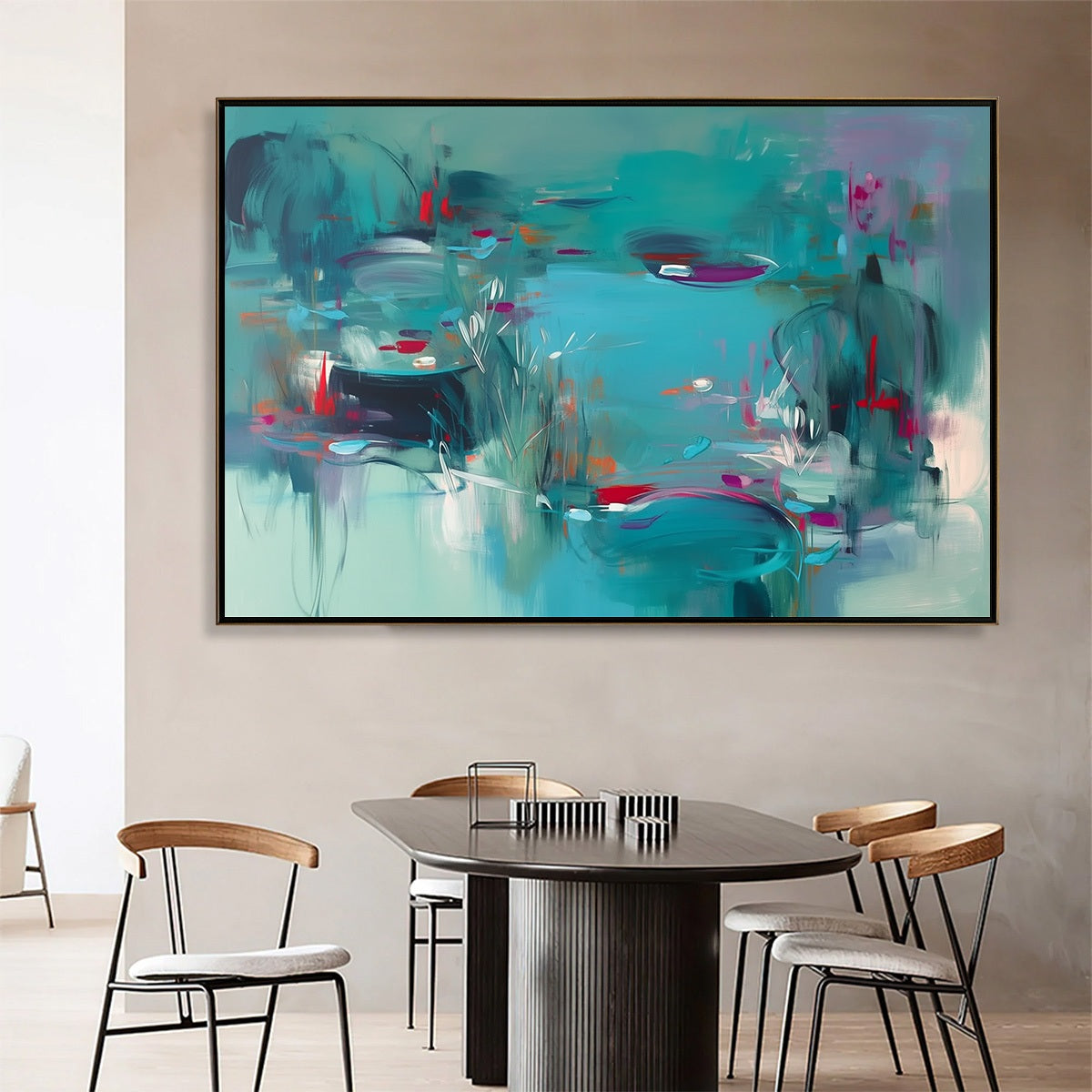 AQUATIC REVERIE: Vibrant Abstract Water Lily Pond Painting - Image 2