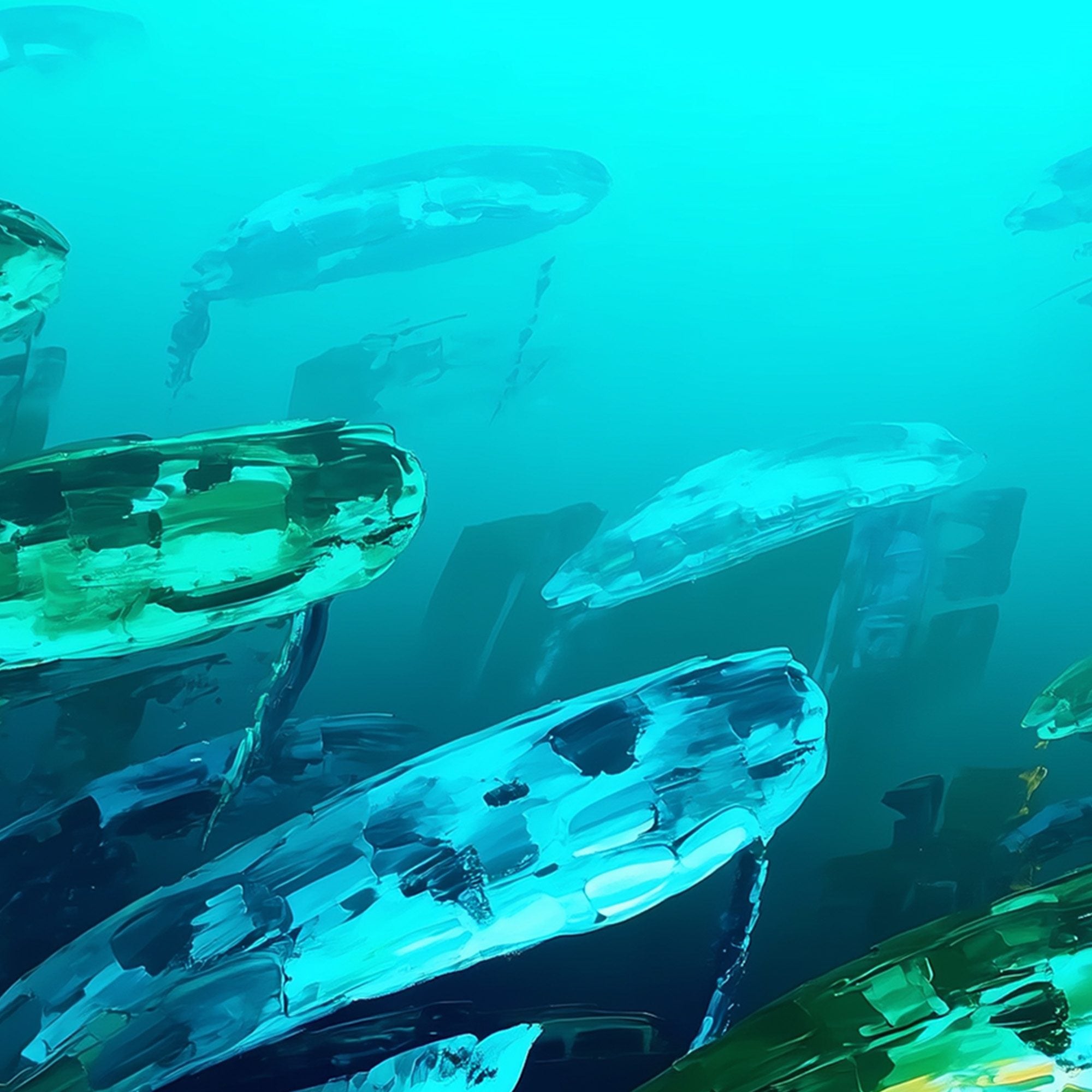 AQUATIC DREAM: Textured Abstract Teal and Green Oil Painting - Image 4