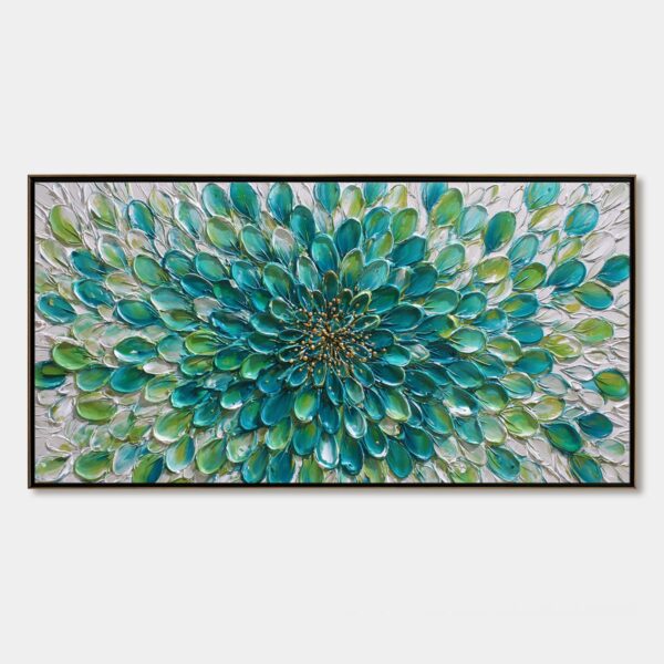 AQUA BLOOM: Textured Impasto Floral Oil Painting