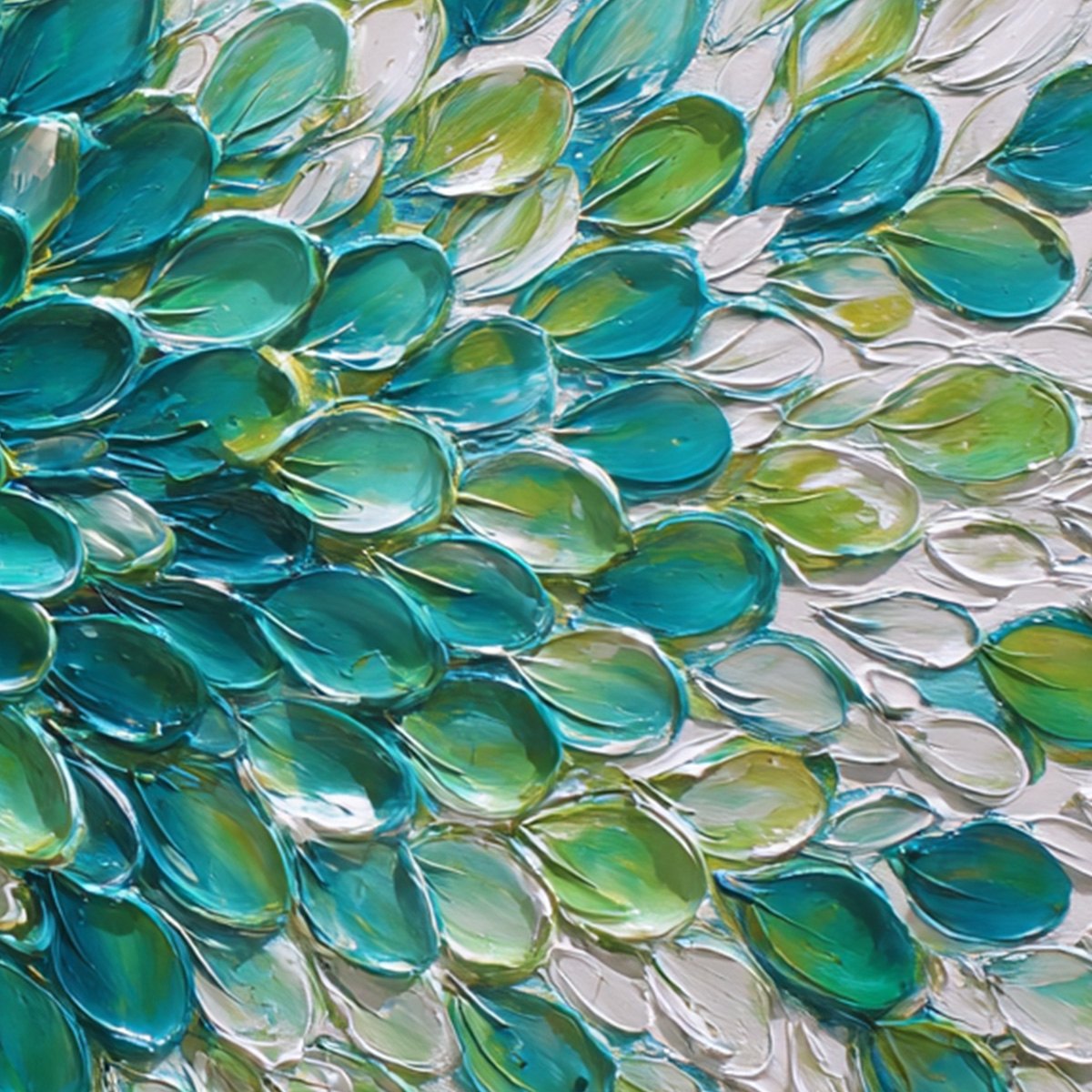 AQUA BLOOM: Textured Impasto Floral Oil Painting - Image 6
