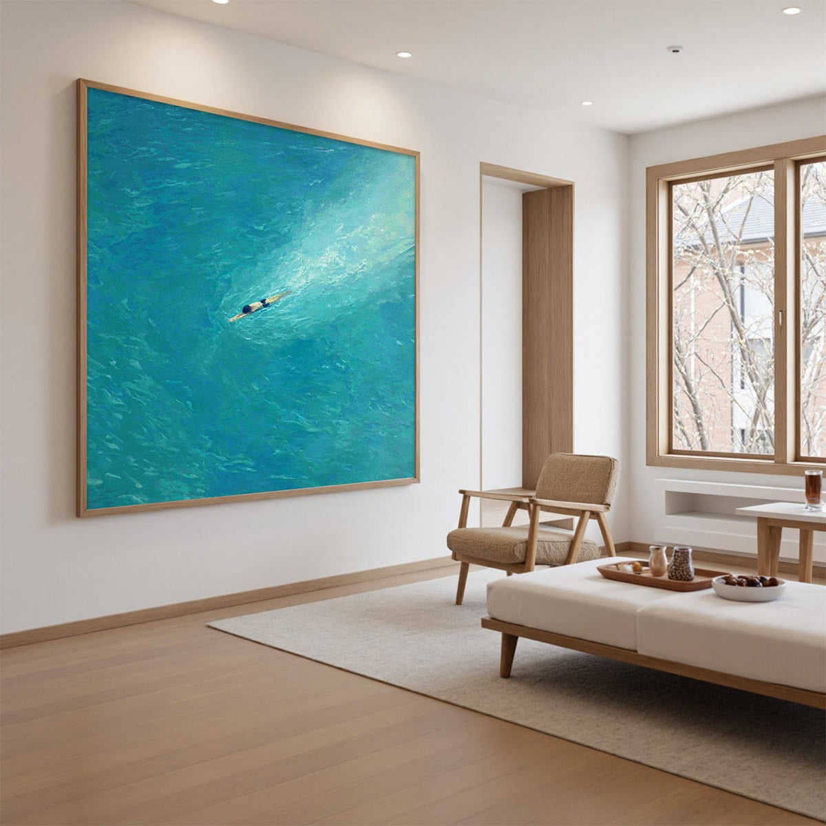 AQUA SOLITUDE: Minimalist Ocean Scene Oil Painting - Image 4