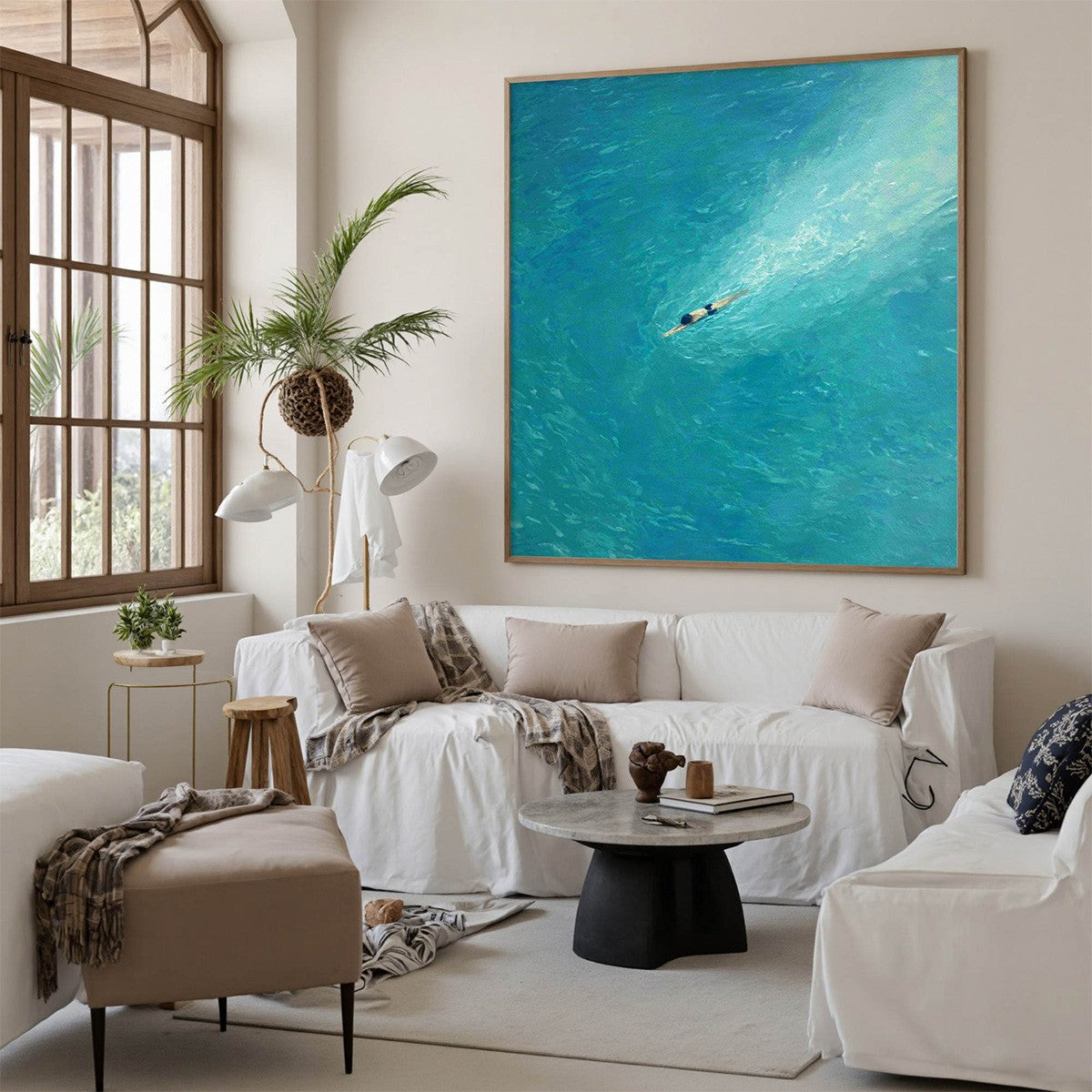 AQUA SOLITUDE: Minimalist Ocean Scene Oil Painting - Image 7