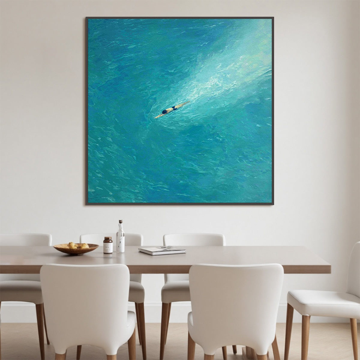 AQUA SOLITUDE: Minimalist Ocean Scene Oil Painting - Image 5