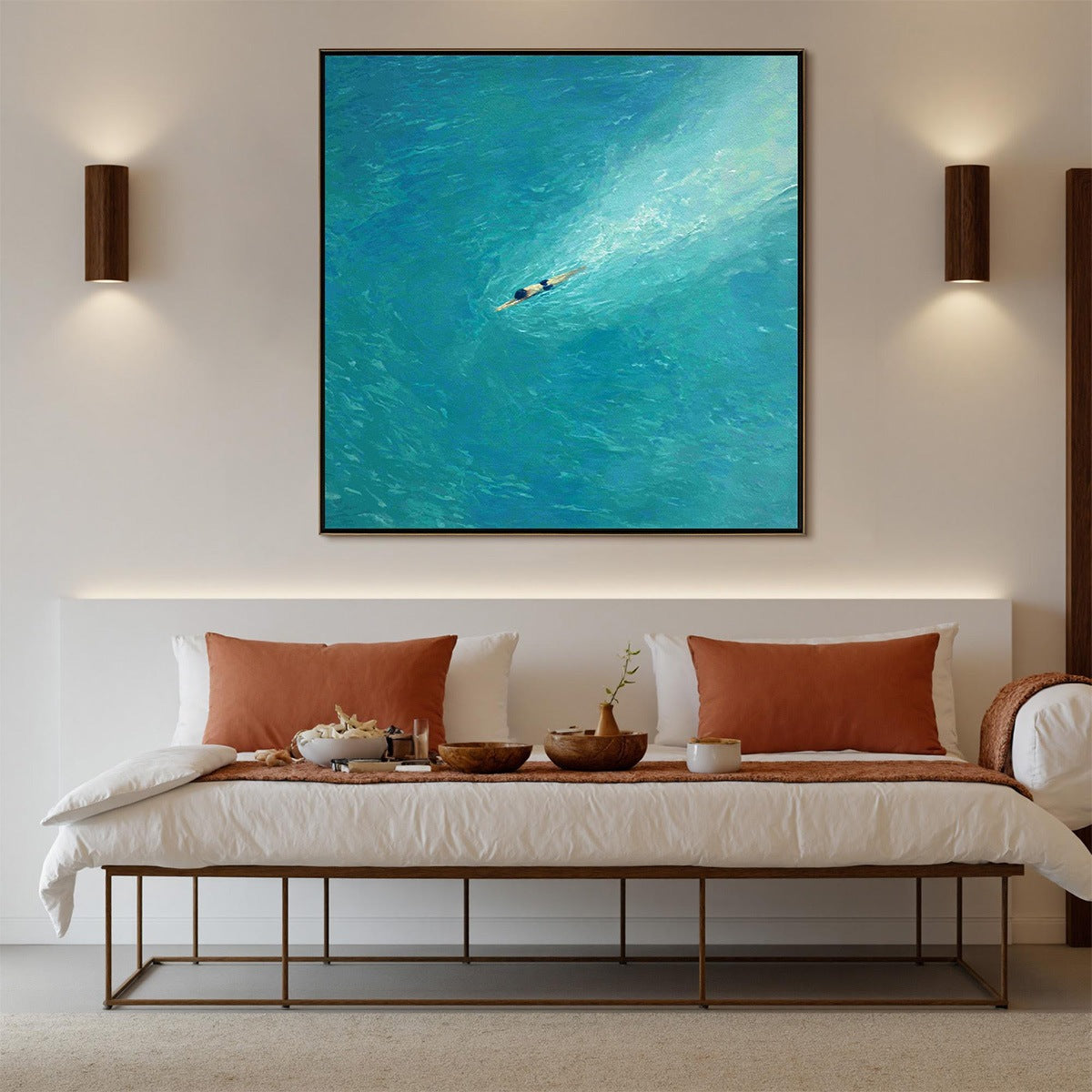 AQUA SOLITUDE: Minimalist Ocean Scene Oil Painting - Image 8