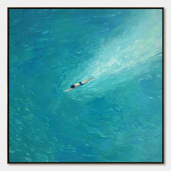 AQUA SOLITUDE: Minimalist Ocean Scene Oil Painting