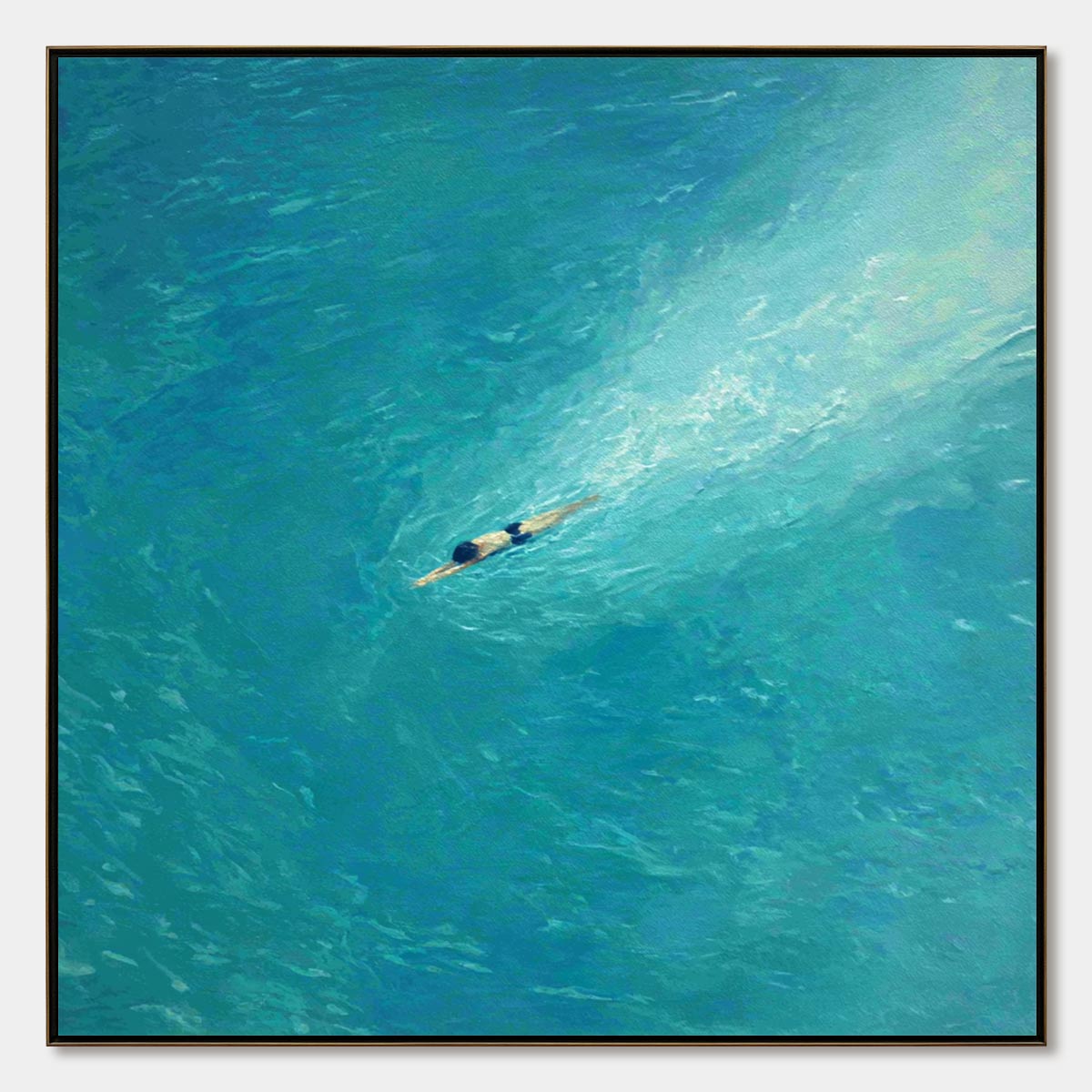 AQUA SOLITUDE: Minimalist Ocean Scene Oil Painting