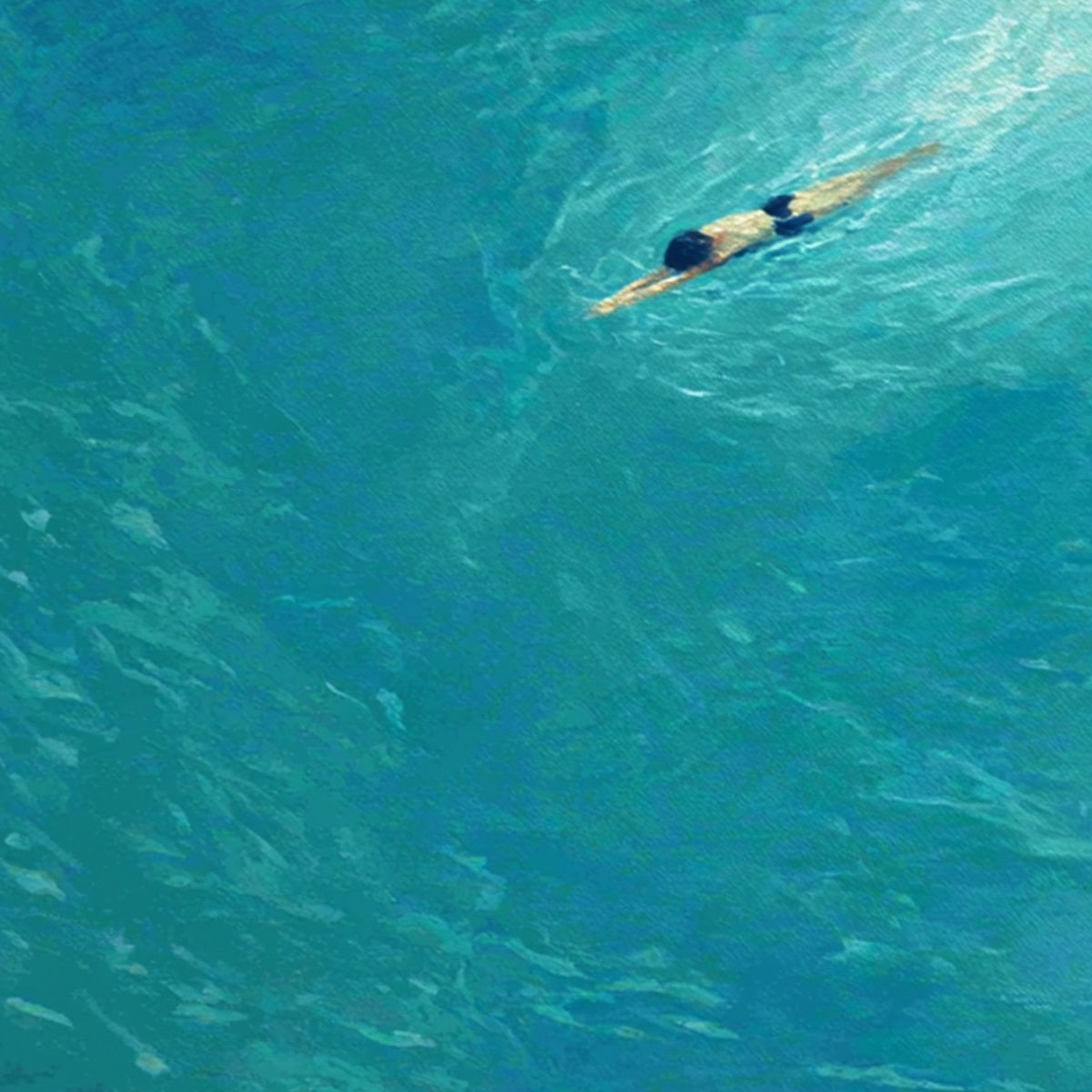 AQUA SOLITUDE: Minimalist Ocean Scene Oil Painting - Image 3