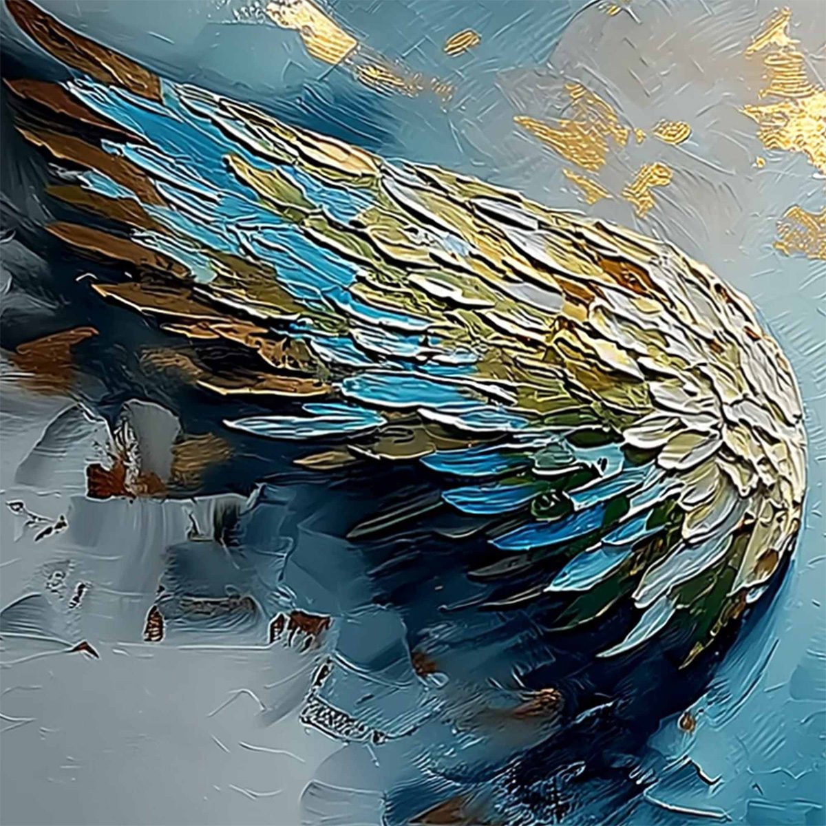 ASCENSION Abstract Angel Wings Textured Oil Painting on Canvas - Image 3