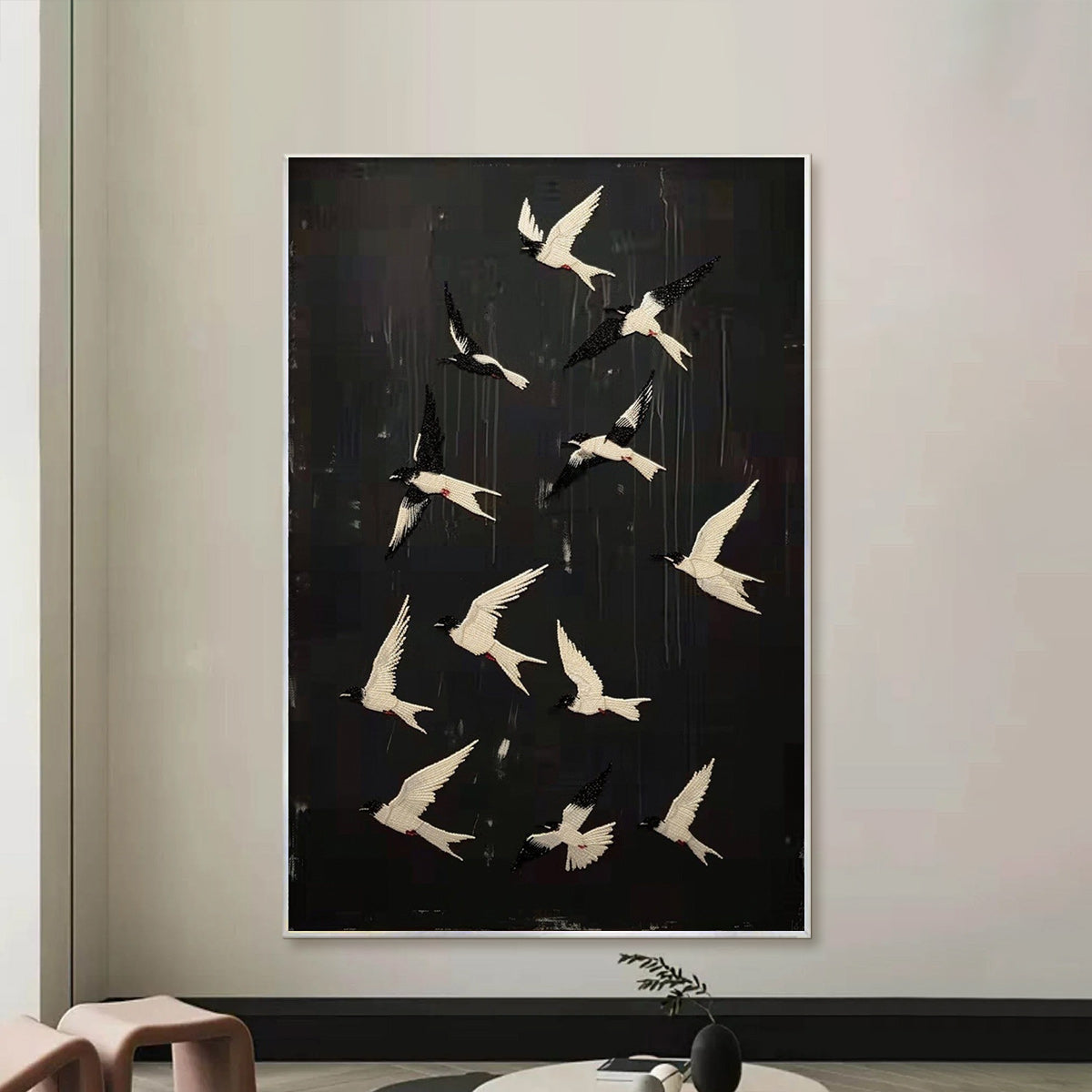 ASCENSION: Beaded Birds on Textured Canvas - Image 6