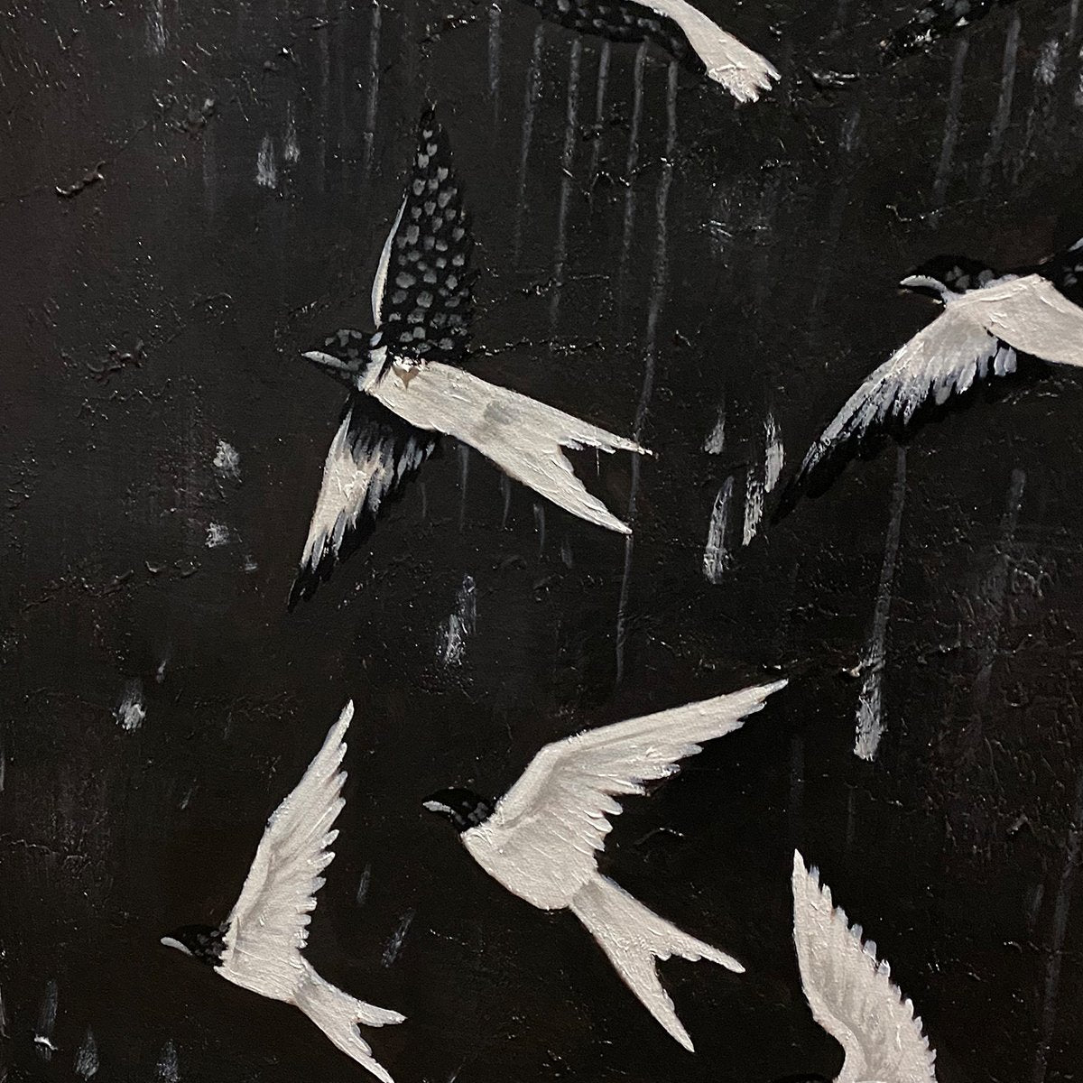 ASCENSION: Beaded Birds on Textured Canvas - Image 3