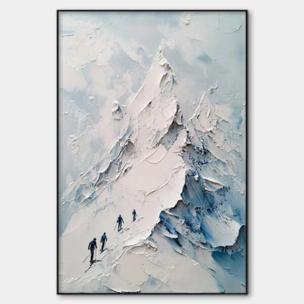 ASCENT: Textured Impasto Mountain Landscape Painting with Skiers