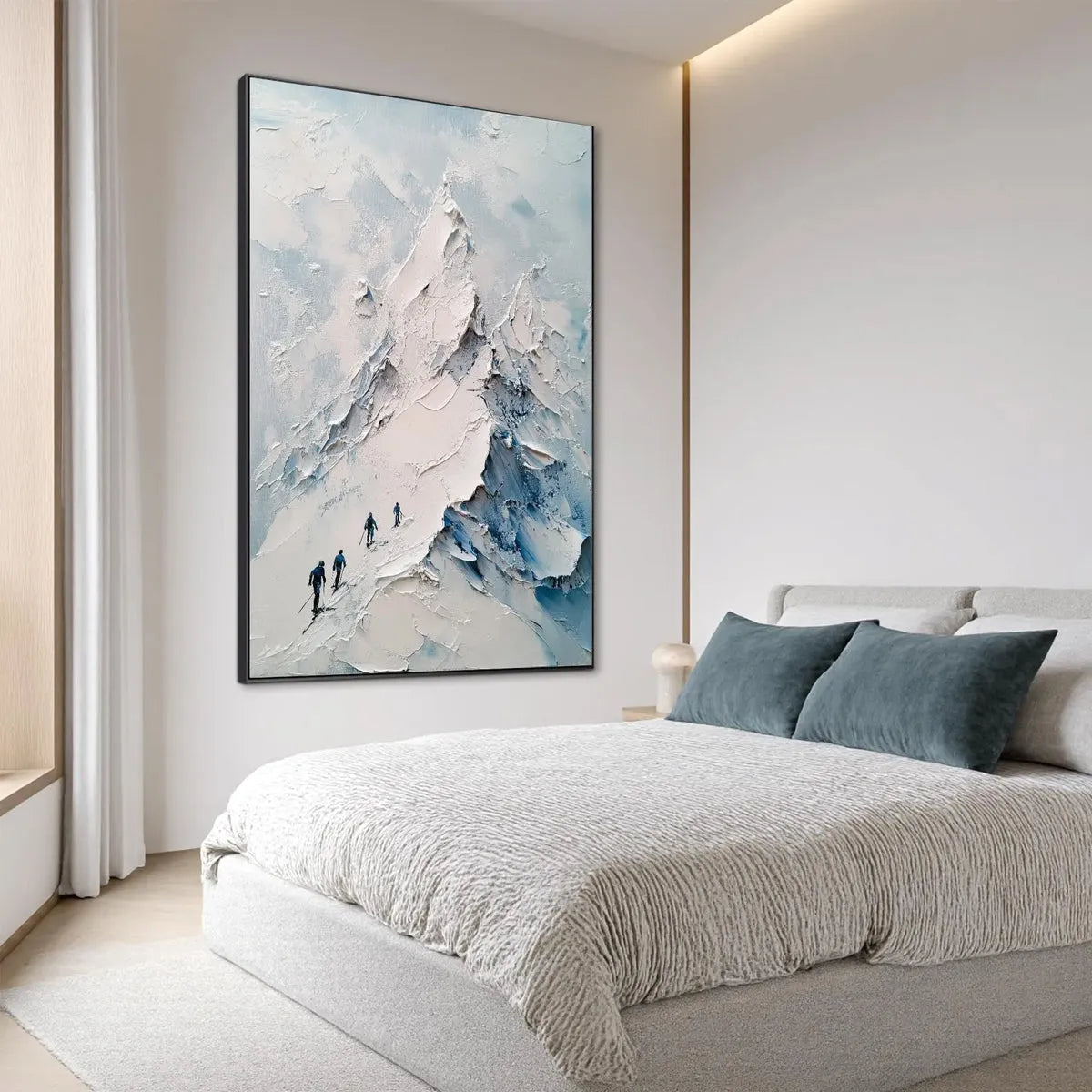 ASCENT: Textured Impasto Mountain Landscape Painting with Skiers - Image 5
