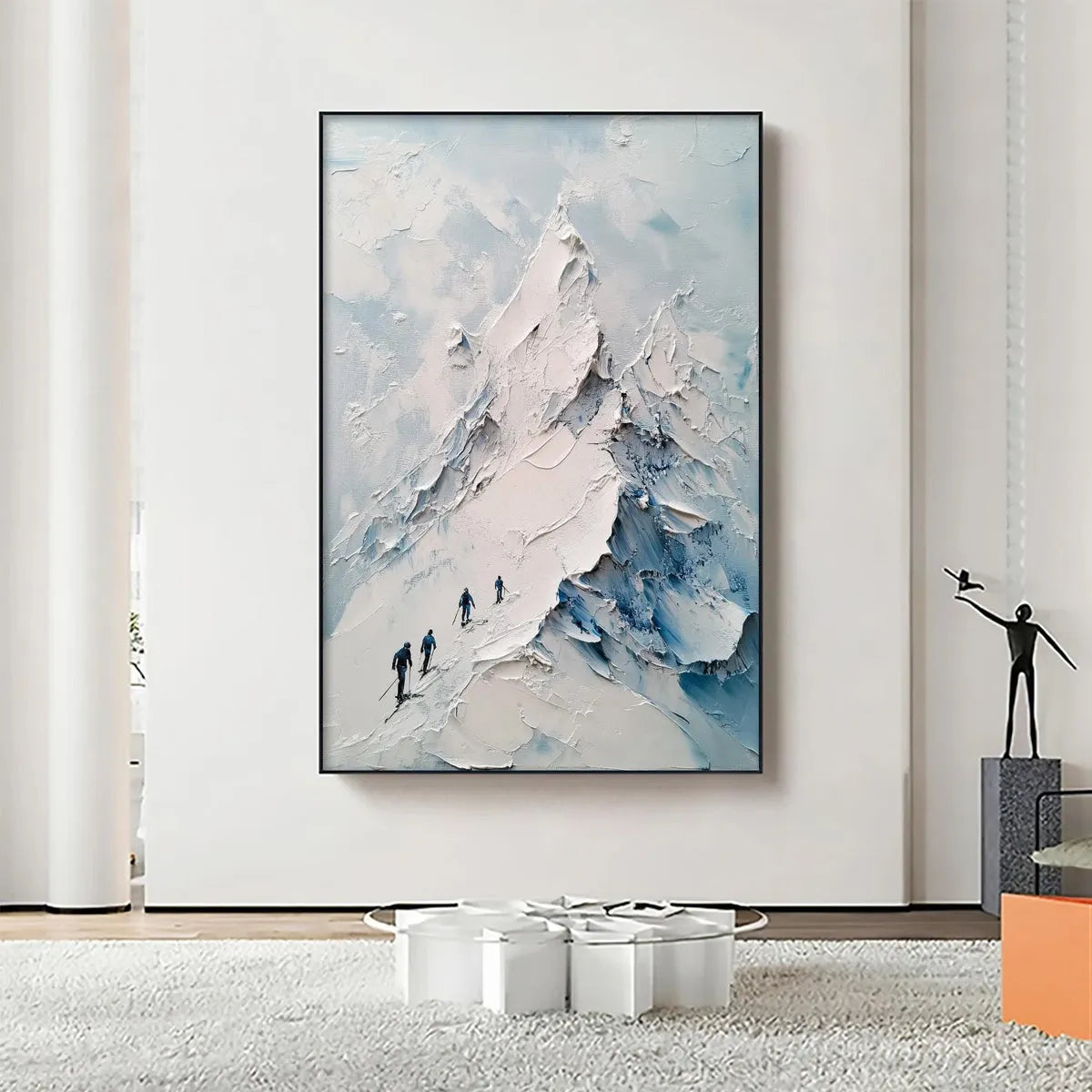 ASCENT: Textured Impasto Mountain Landscape Painting with Skiers - Image 8