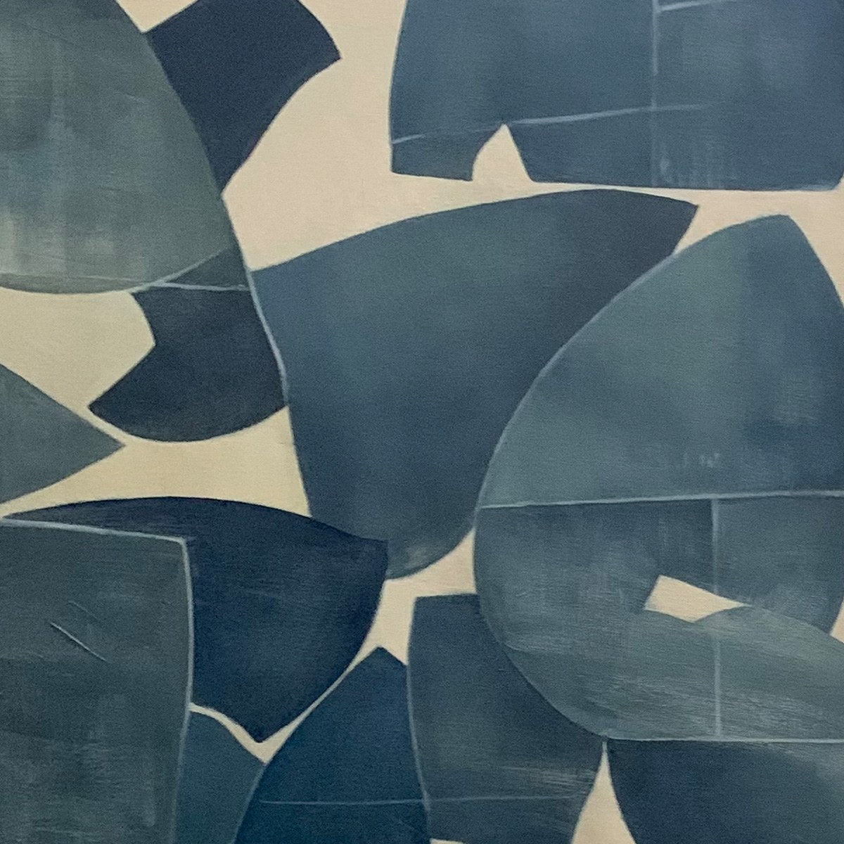 ASSEMBLAGE: Minimalist Blue and Beige Abstract Painting - Image 6