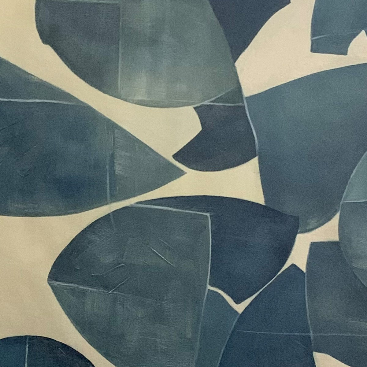 ASSEMBLAGE: Minimalist Blue and Beige Abstract Painting - Image 3