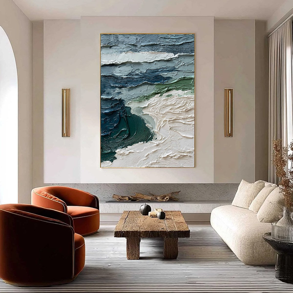 ATLANTIC CREST: Textured Wabi Sabi Seascape Impasto Oil Painting - Image 2