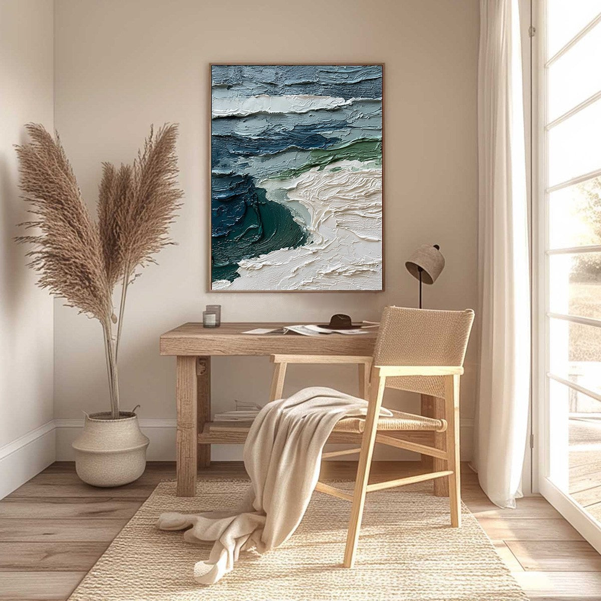 ATLANTIC CREST: Textured Wabi Sabi Seascape Impasto Oil Painting - Image 6