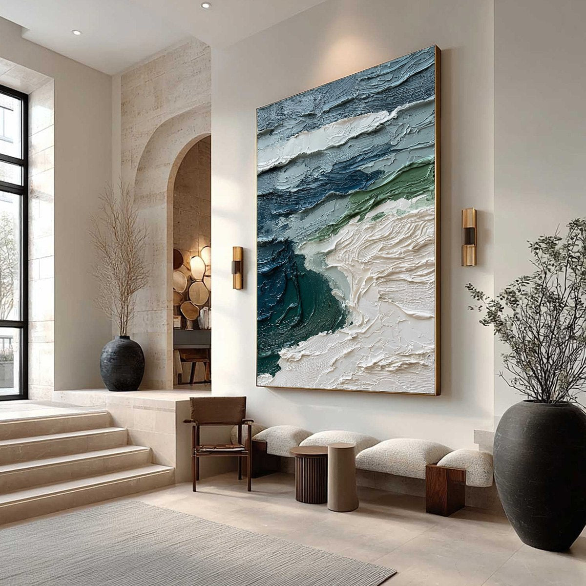ATLANTIC CREST: Textured Wabi Sabi Seascape Impasto Oil Painting - Image 7