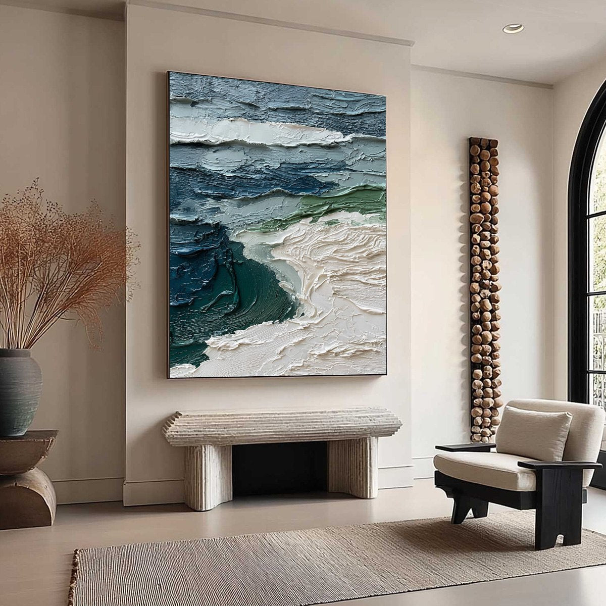 ATLANTIC CREST: Textured Wabi Sabi Seascape Impasto Oil Painting - Image 8