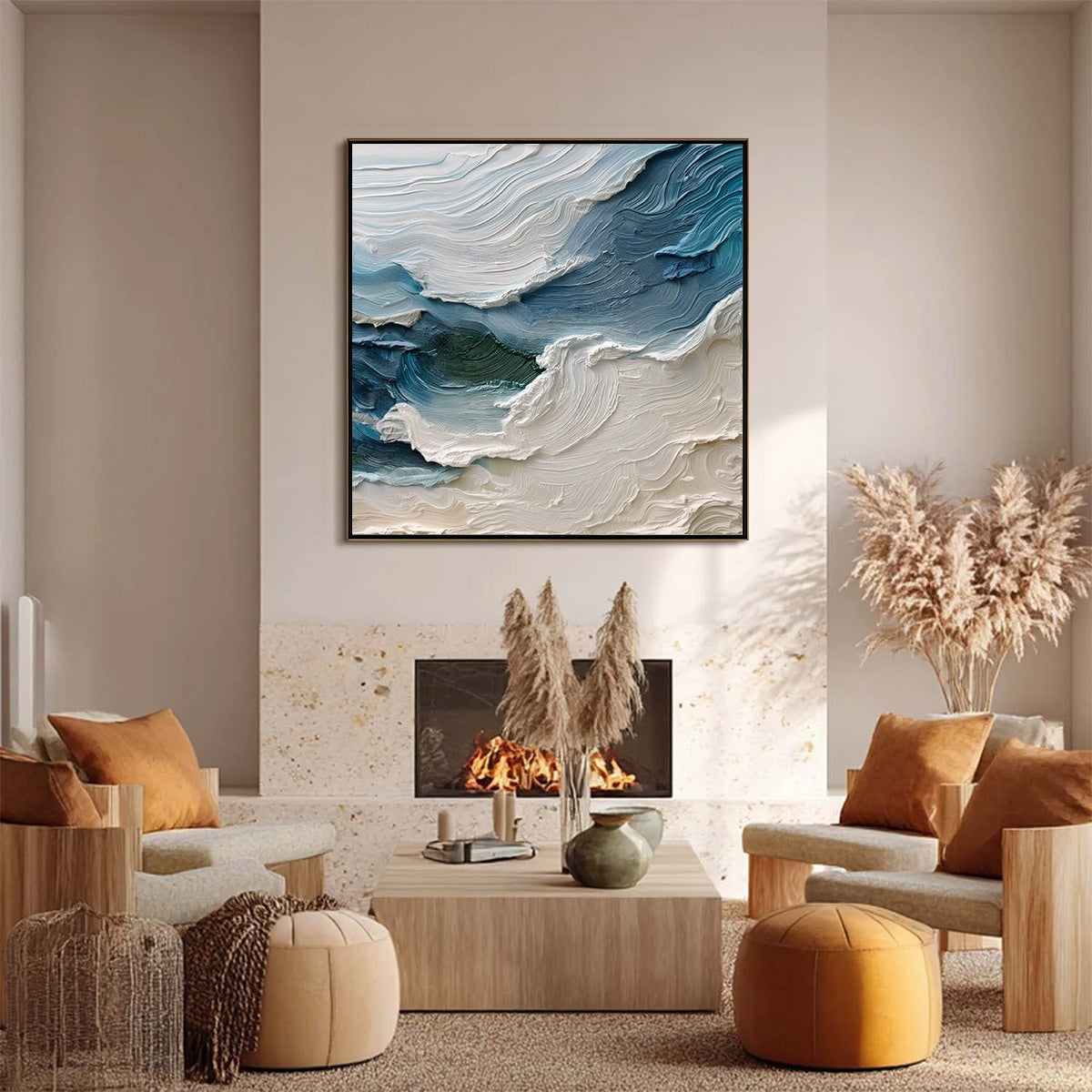 ATLANTIC SWELL: Heavily Textured Abstract Seascape Painting for Coastal Decor - Image 2