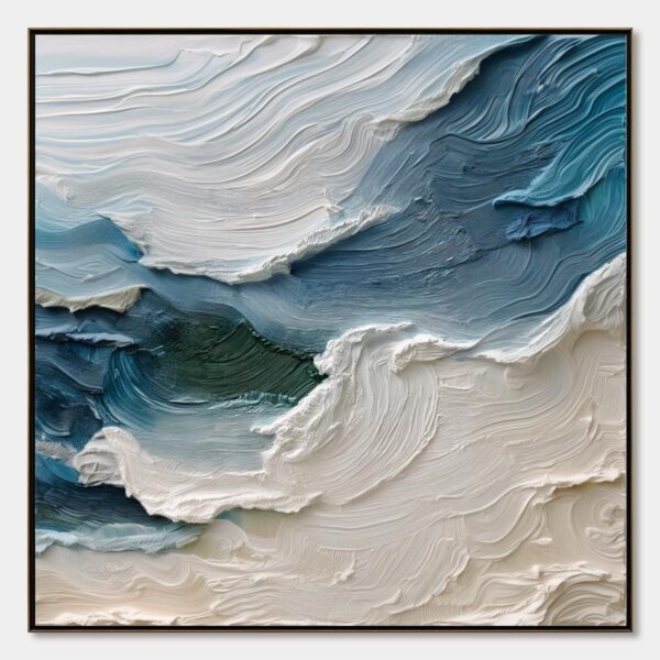 ATLANTIC SWELL: Heavily Textured Abstract Seascape Painting for Coastal Decor