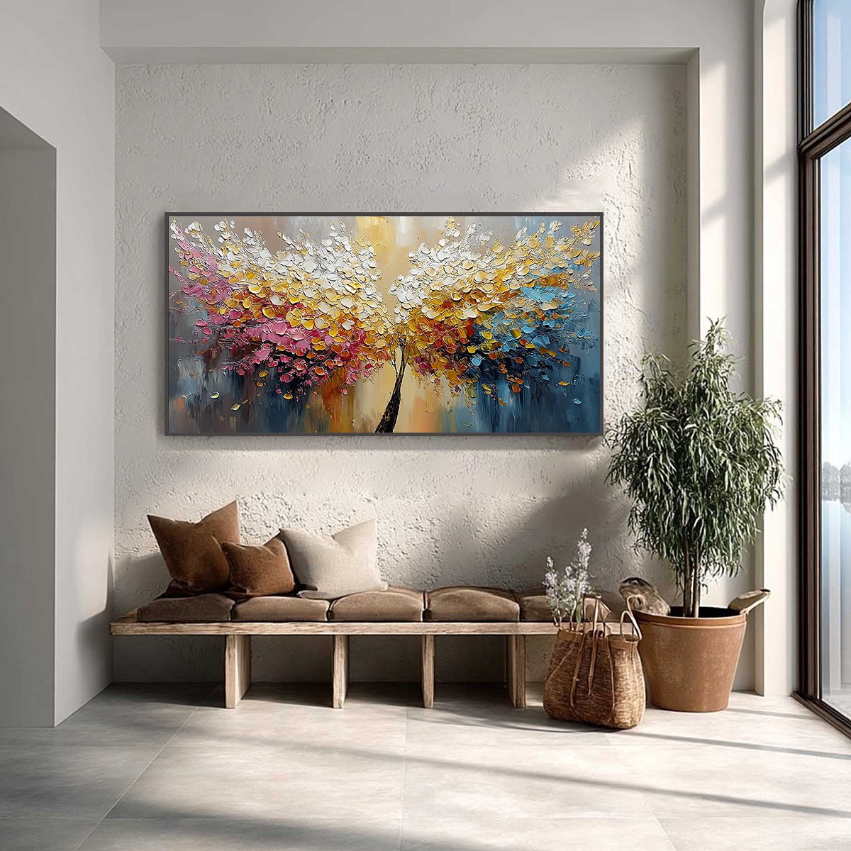 AURA BLOOM: Textured Palette Knife Tree of Life Painting - Image 2
