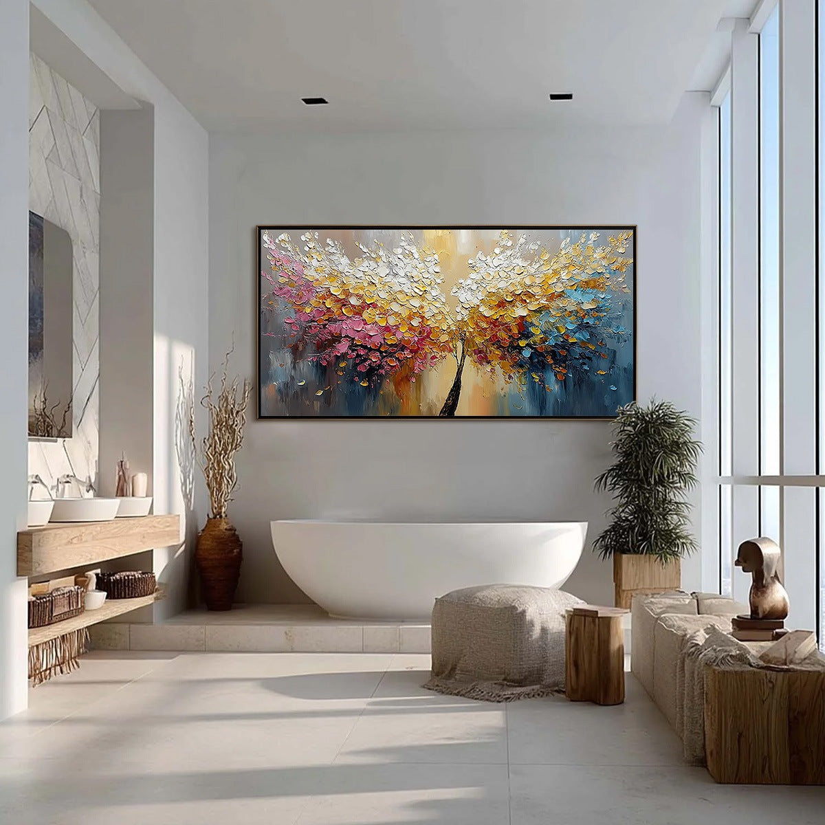 AURA BLOOM: Textured Palette Knife Tree of Life Painting - Image 4