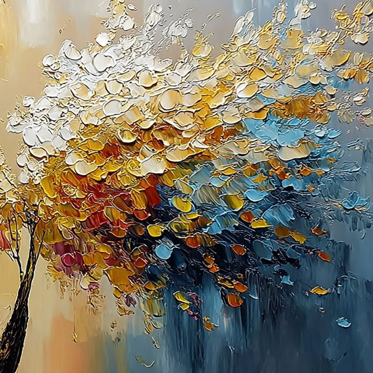 AURA BLOOM: Textured Palette Knife Tree of Life Painting - Image 5