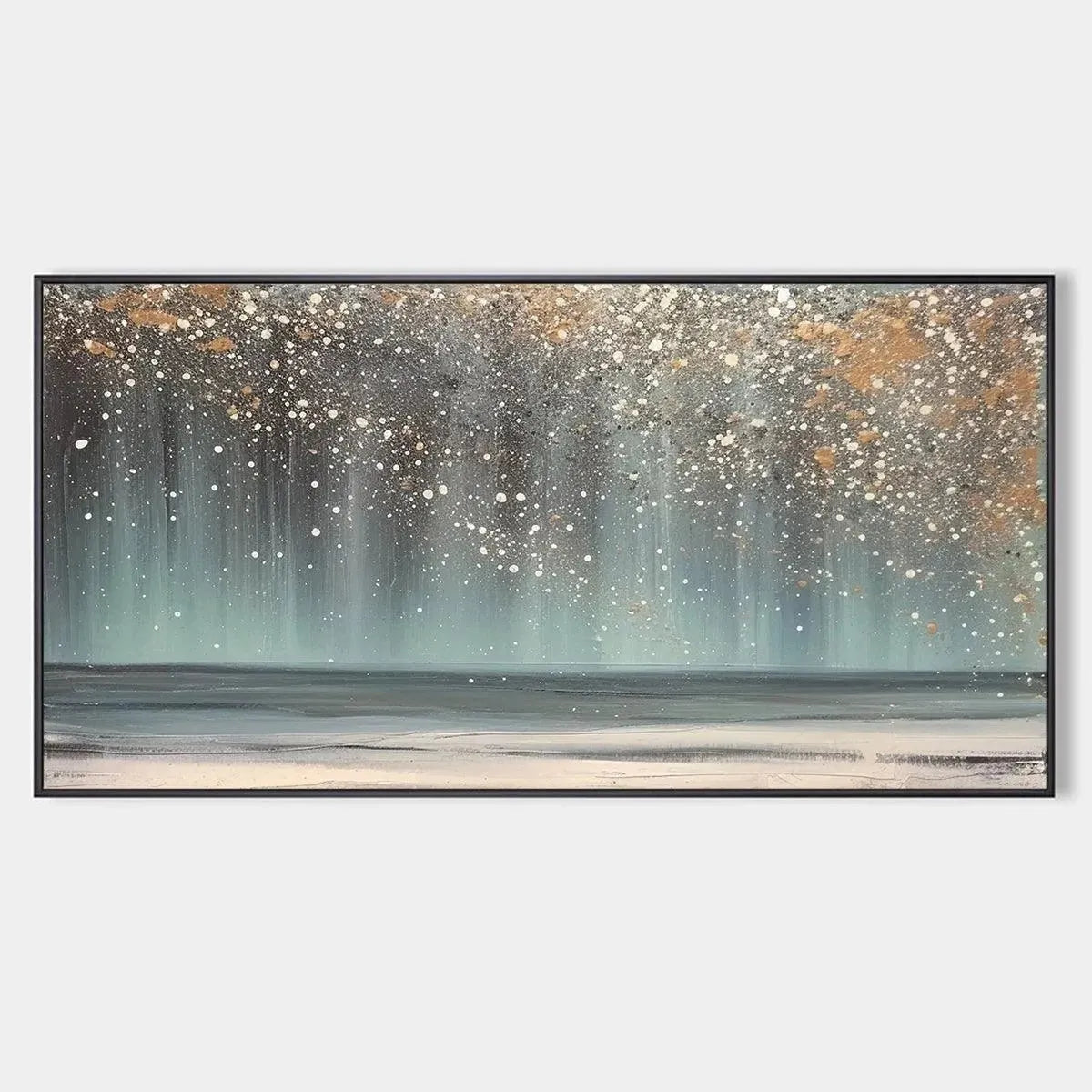 AURORA DUST: Textured Abstract Ocean Painting with Gold Accents